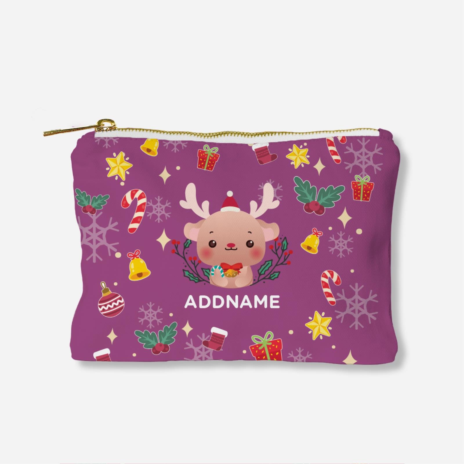 Christmas Cute Animal Series Full Print Zipper Pouch - Reindeer