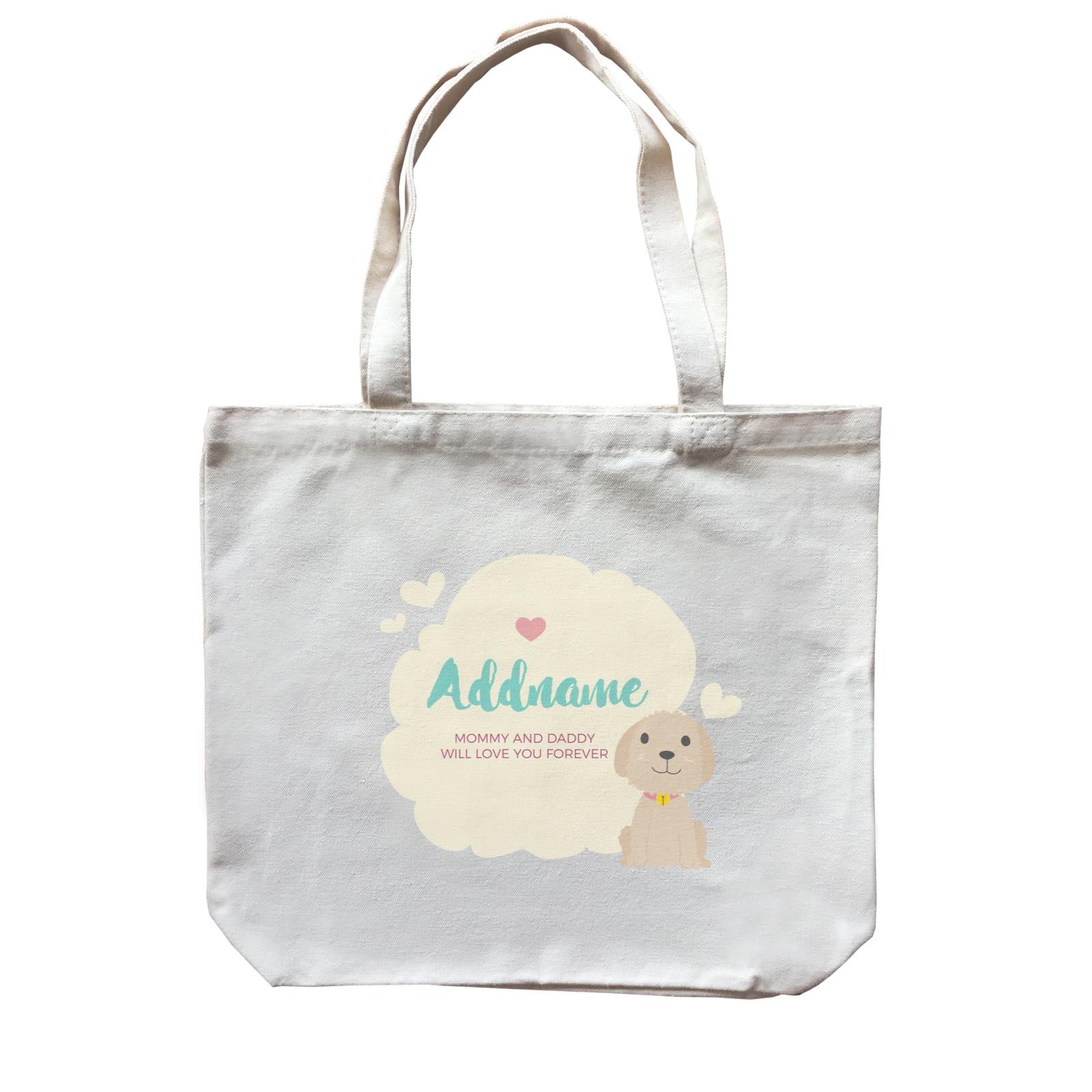 Cute Dog and Yellow Cloud Personalizable with Name and Text Canvas Bag