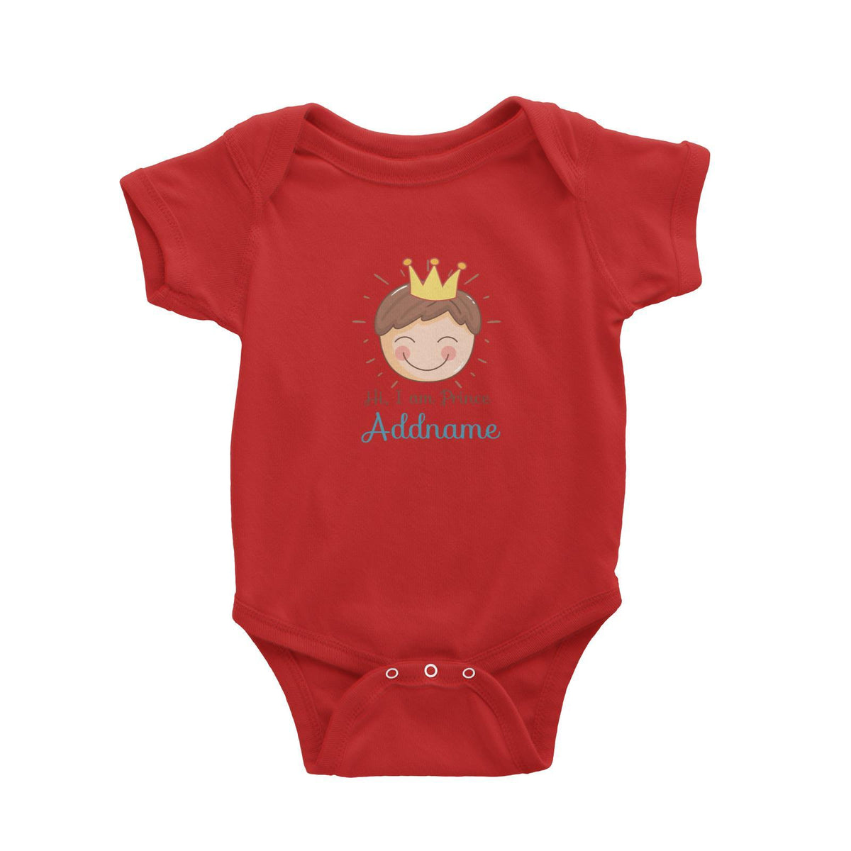 Cute Prince with Crown Hi I Am Prince Addname Baby Romper