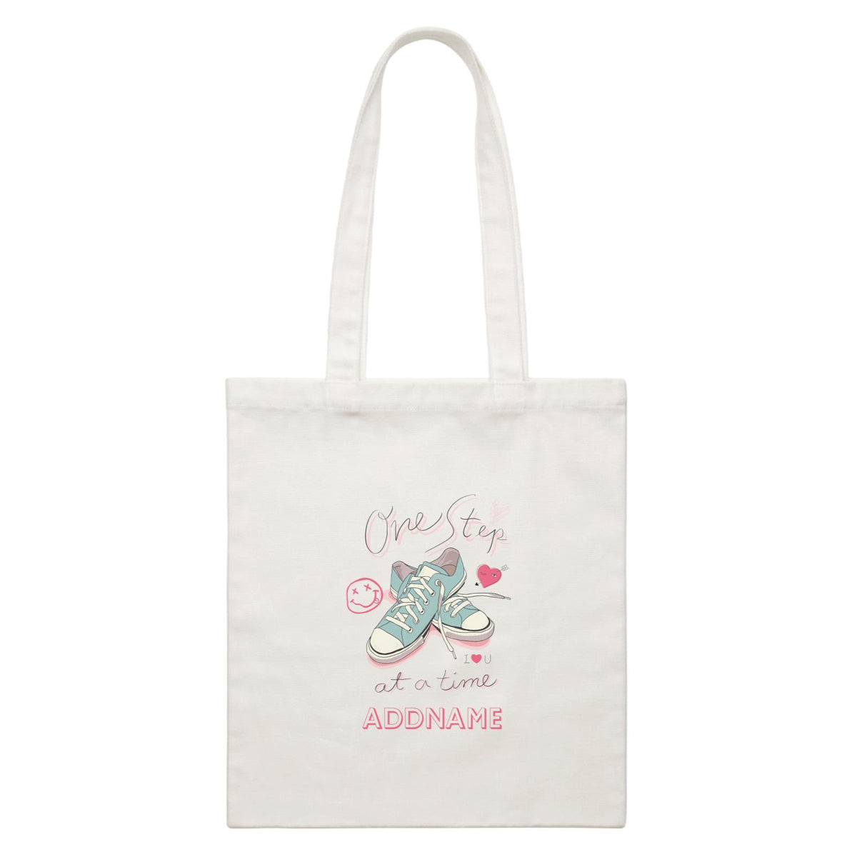 Chic Sneakers One Step At a Time With Addname White Canvas Bag