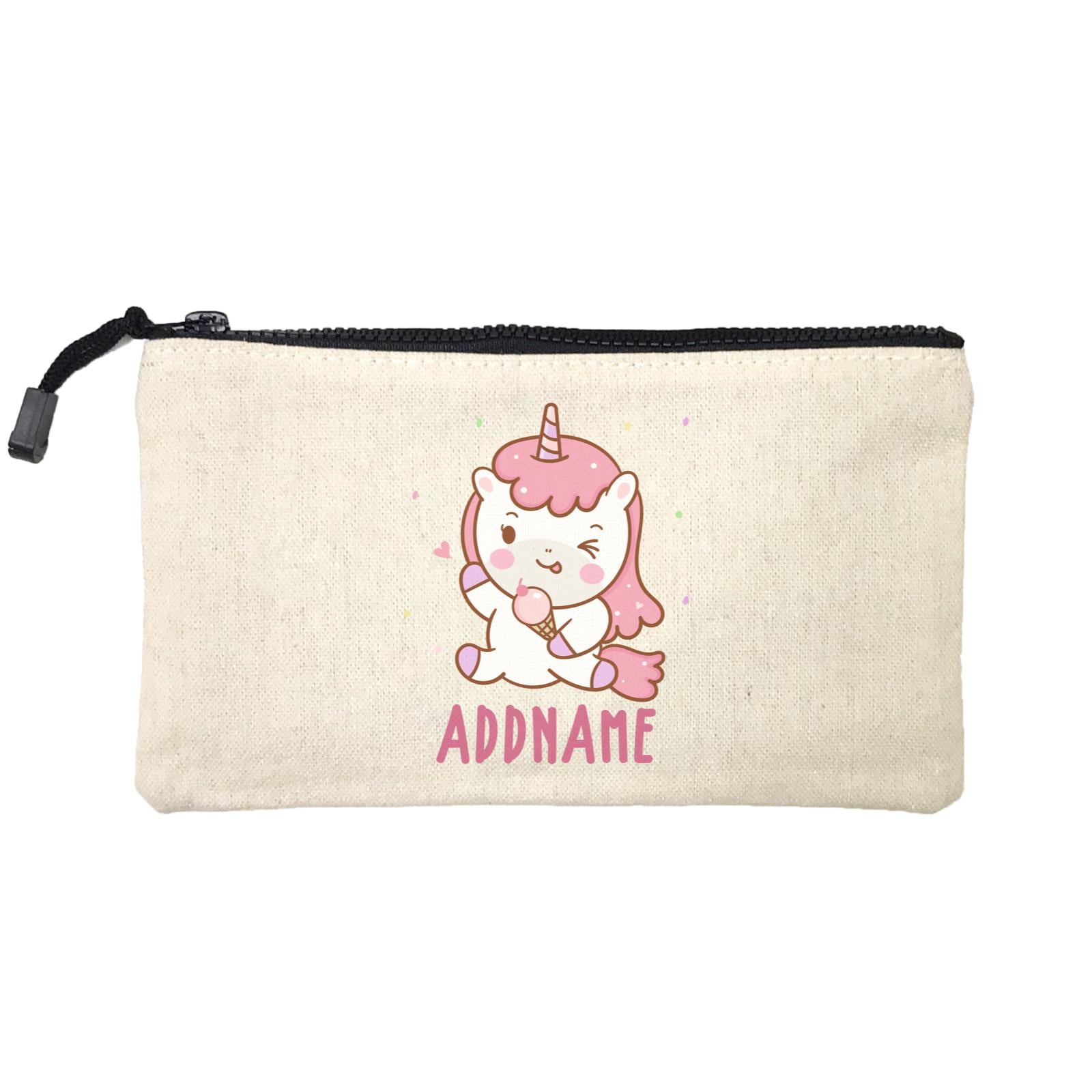 Unicorn And Princess Series Unicorn Happy Eating Ice Cream Addname Mini Accessories Stationery Pouch