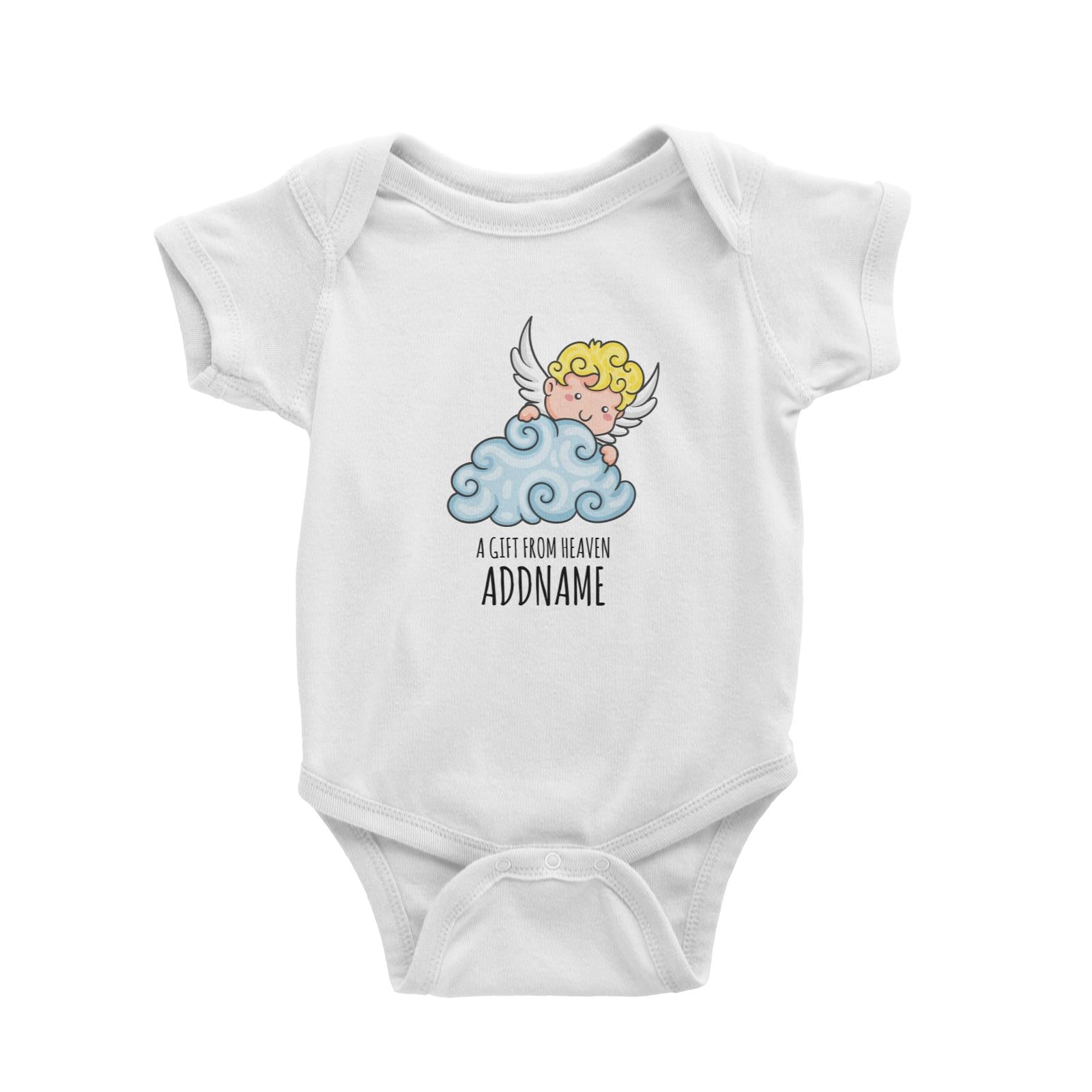Cartoon A Gift From Heaven White White Baby Romper