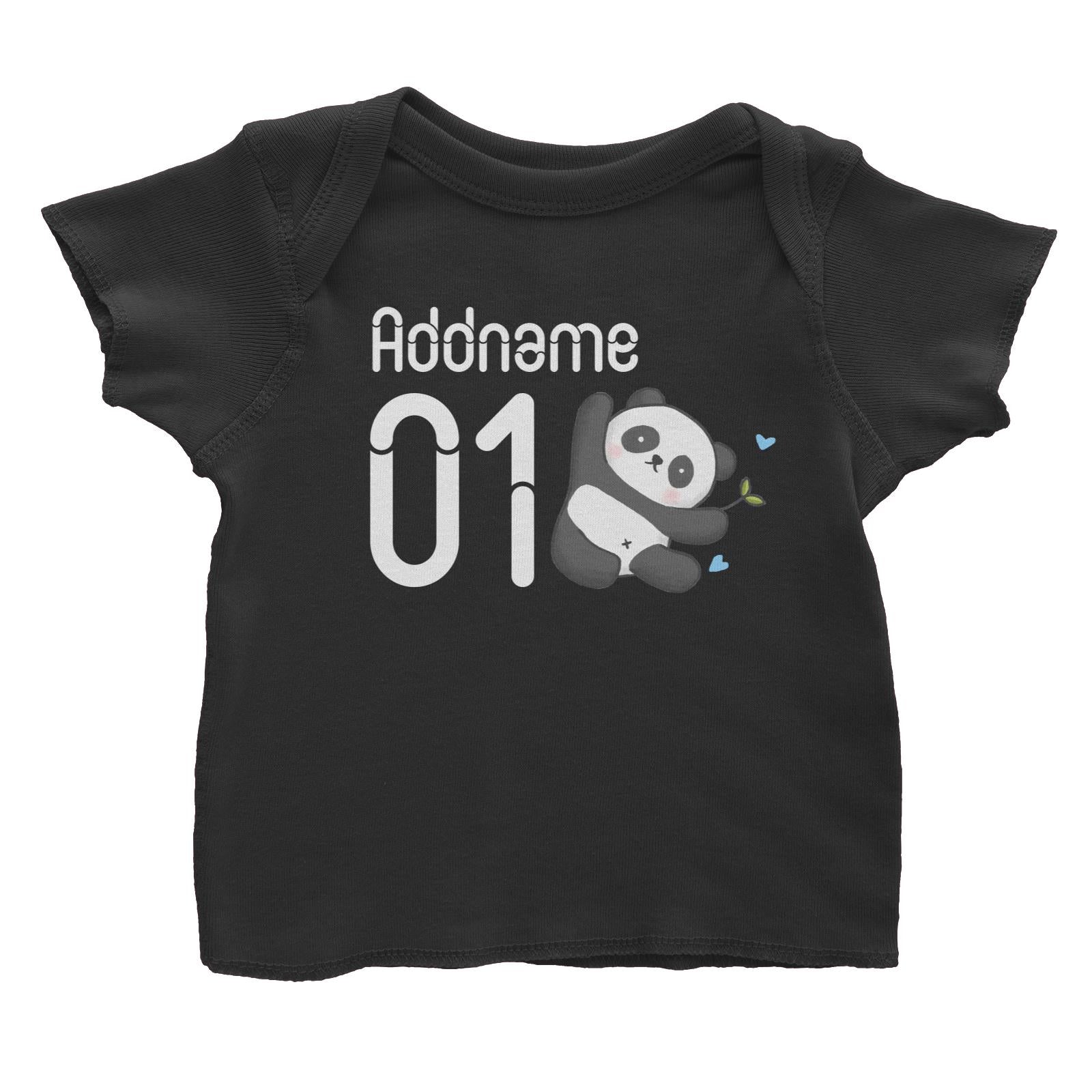Name and Number Cute Hand Drawn Style Panda Baby T-Shirt