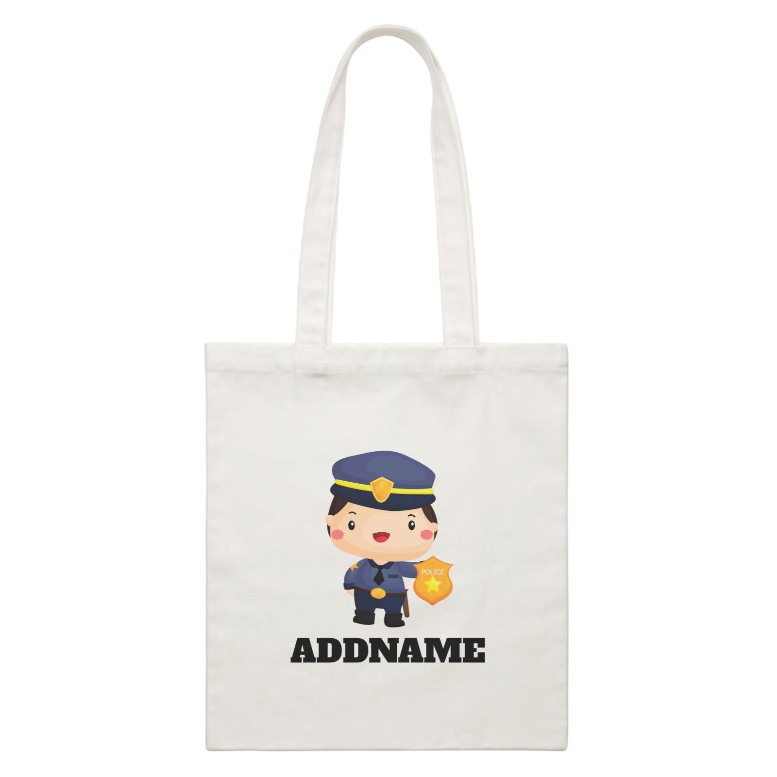 Birthday Police Officer Boy In Suit Addname White Canvas Bag