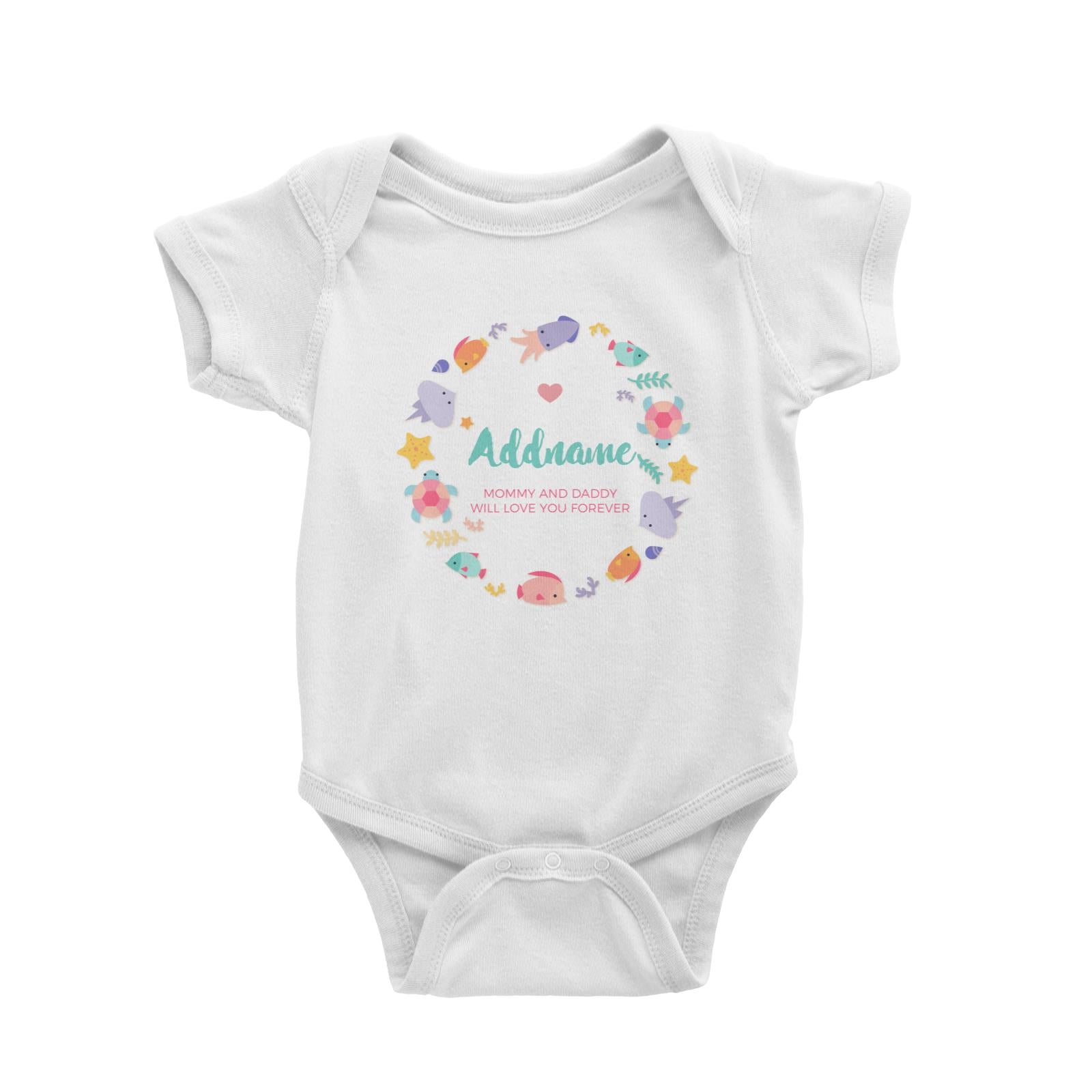 Cute Sea Creatures with Elements Personalizable with Name and Text Baby Romper