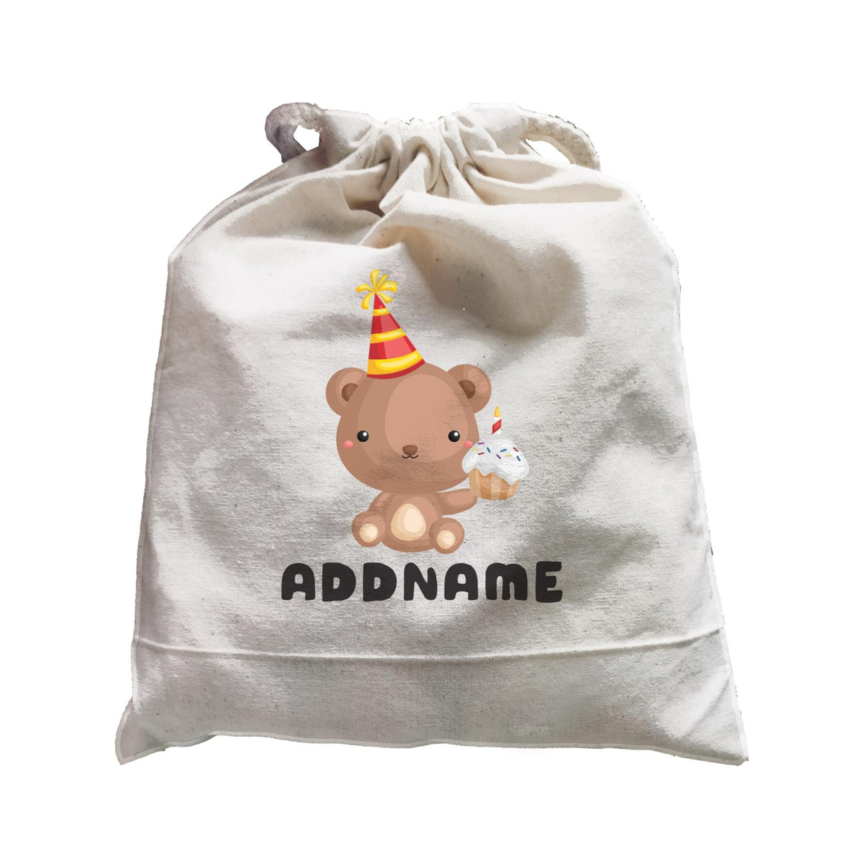 Birthday Friendly Animals Bear Holding Cupcake Addname Satchel