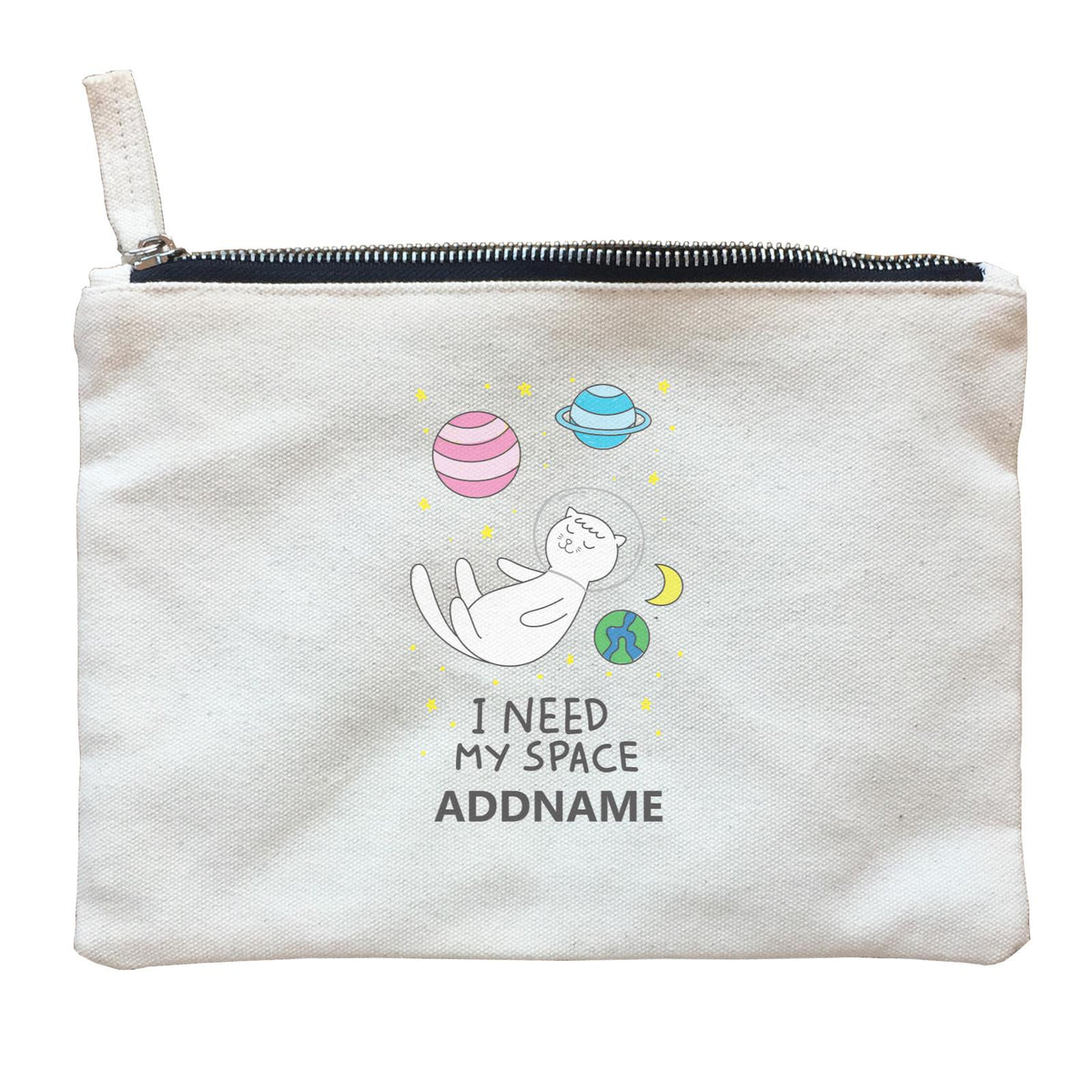 Cool Cute Animals Cats I Need My Space Addname Zipper Pouch
