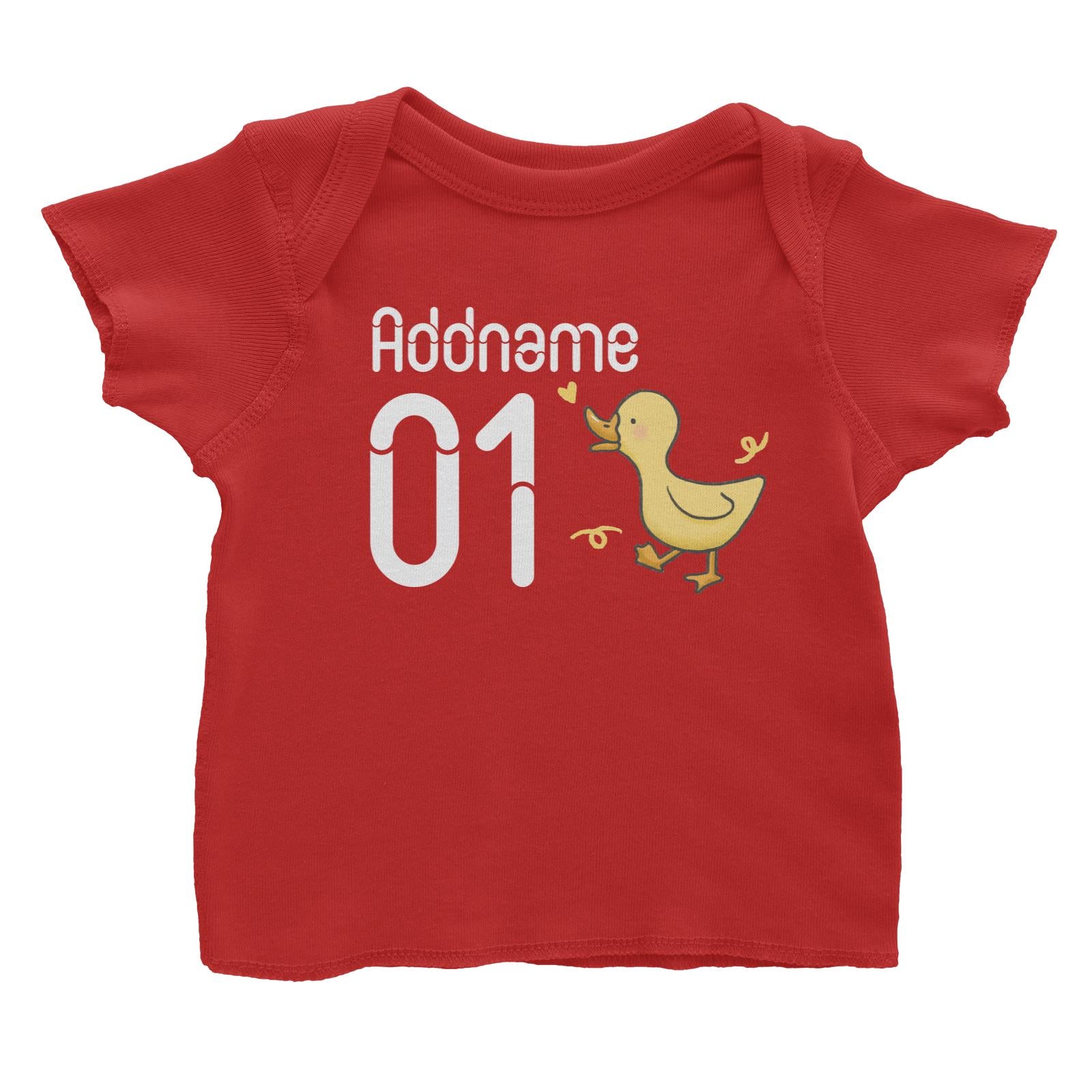Name and Number Cute Hand Drawn Style Duck Baby T-Shirt