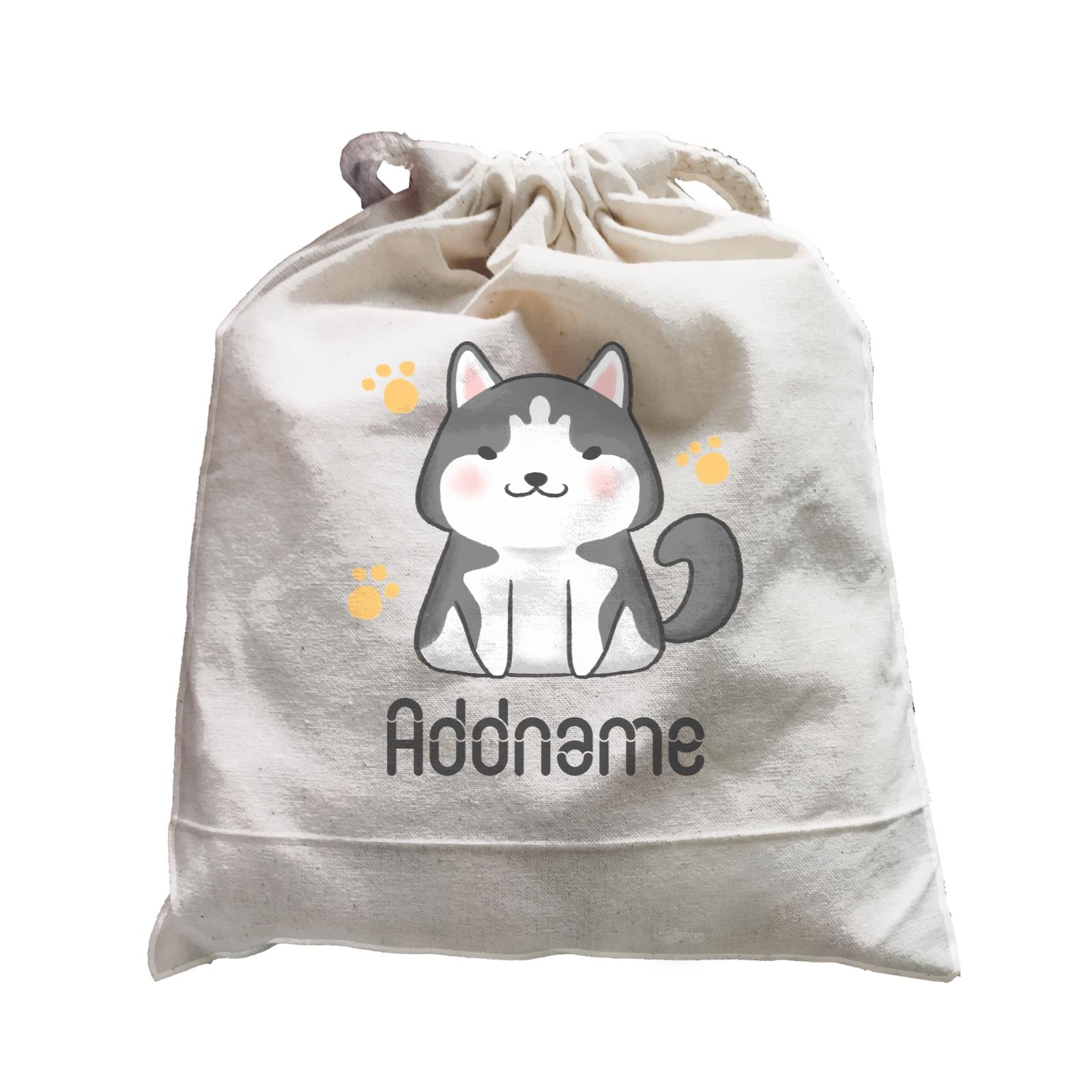 Cute Hand Drawn Style Husky Addname Satchel