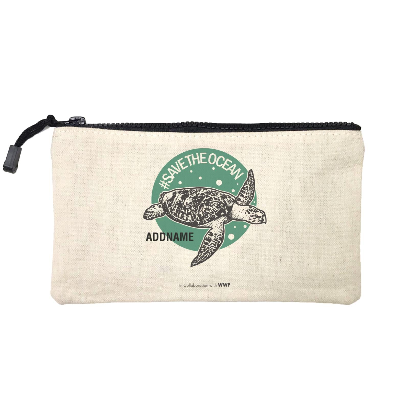 Hashtag Save the Ocean with Turtle Addname Mini Accessories Stationery Pouch