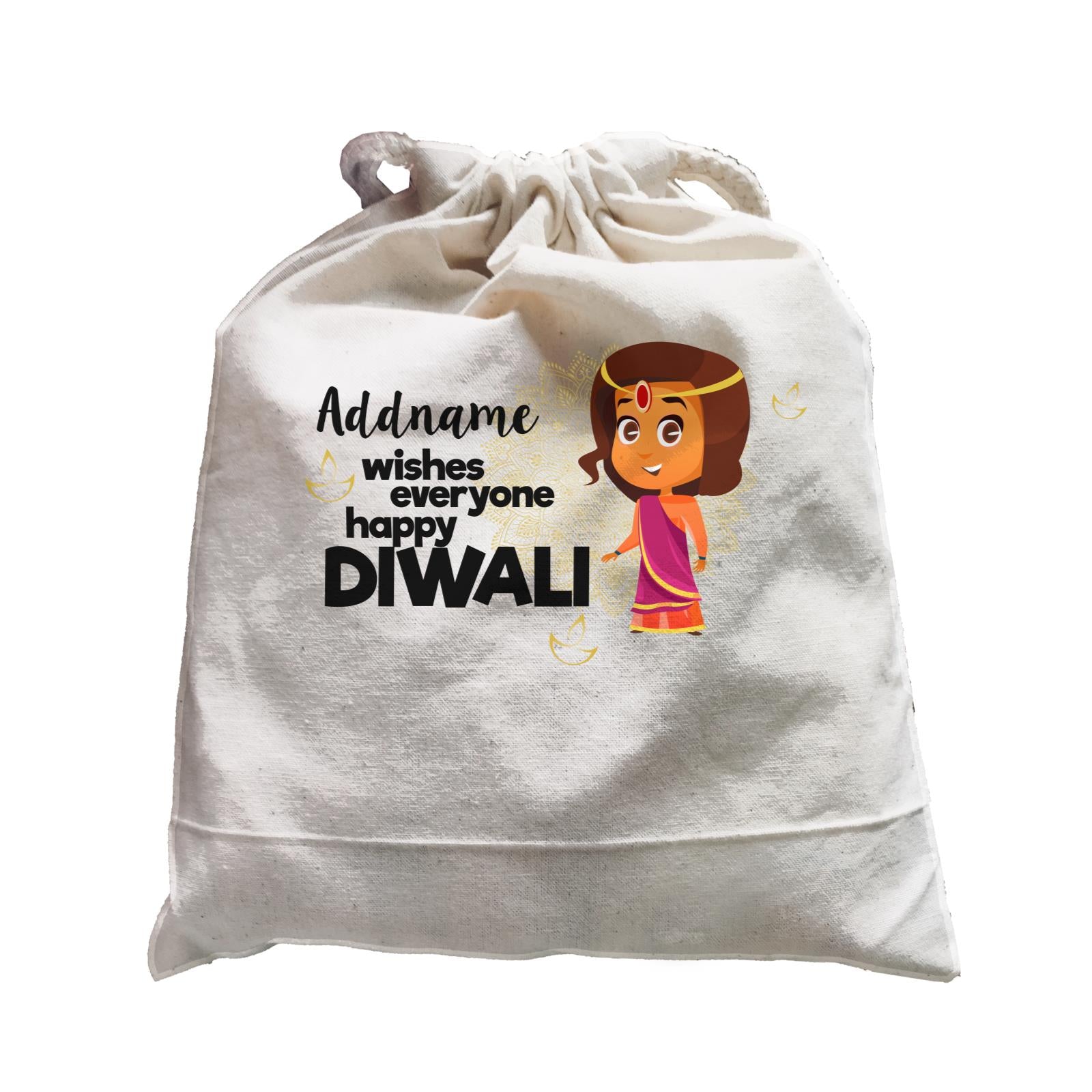 Cute Girl Wishes Everyone Happy Diwali Addname Satchel