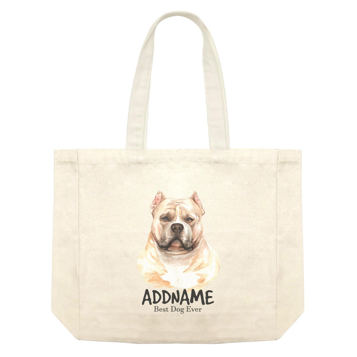 Watercolor Dog American Bully Best Dog Ever Addname Shopping Bag