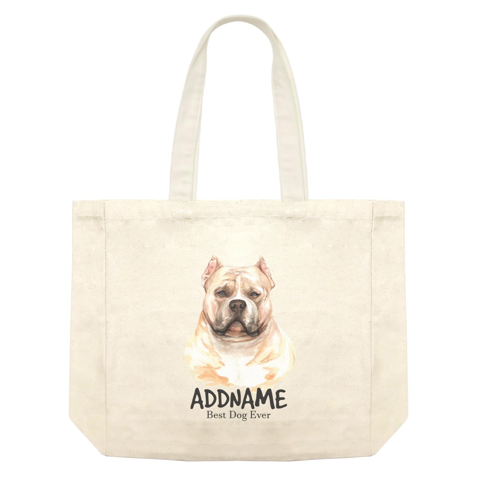 Watercolor Dog American Bully Best Dog Ever Addname Shopping Bag
