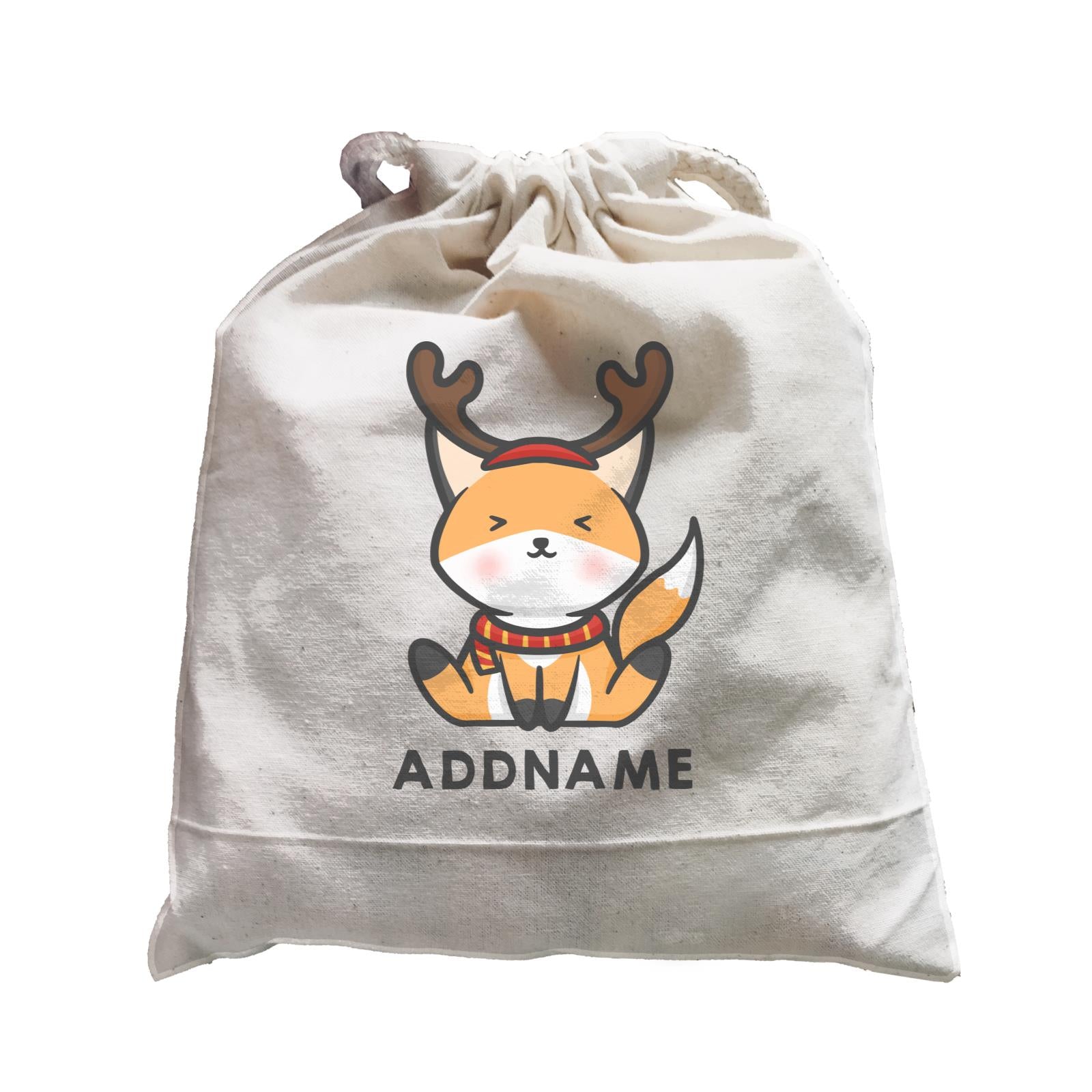 Xmas Cute Fox With Reindeer Antlers Addname Accessories Satchel