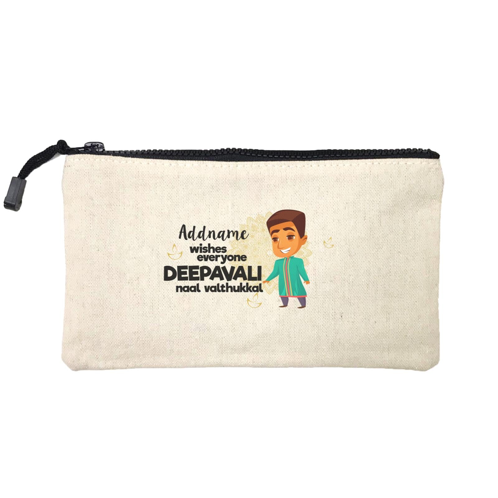 Cute Man Wishes Everyone Deepavali Addname Mini Accessories Stationery Pouch
