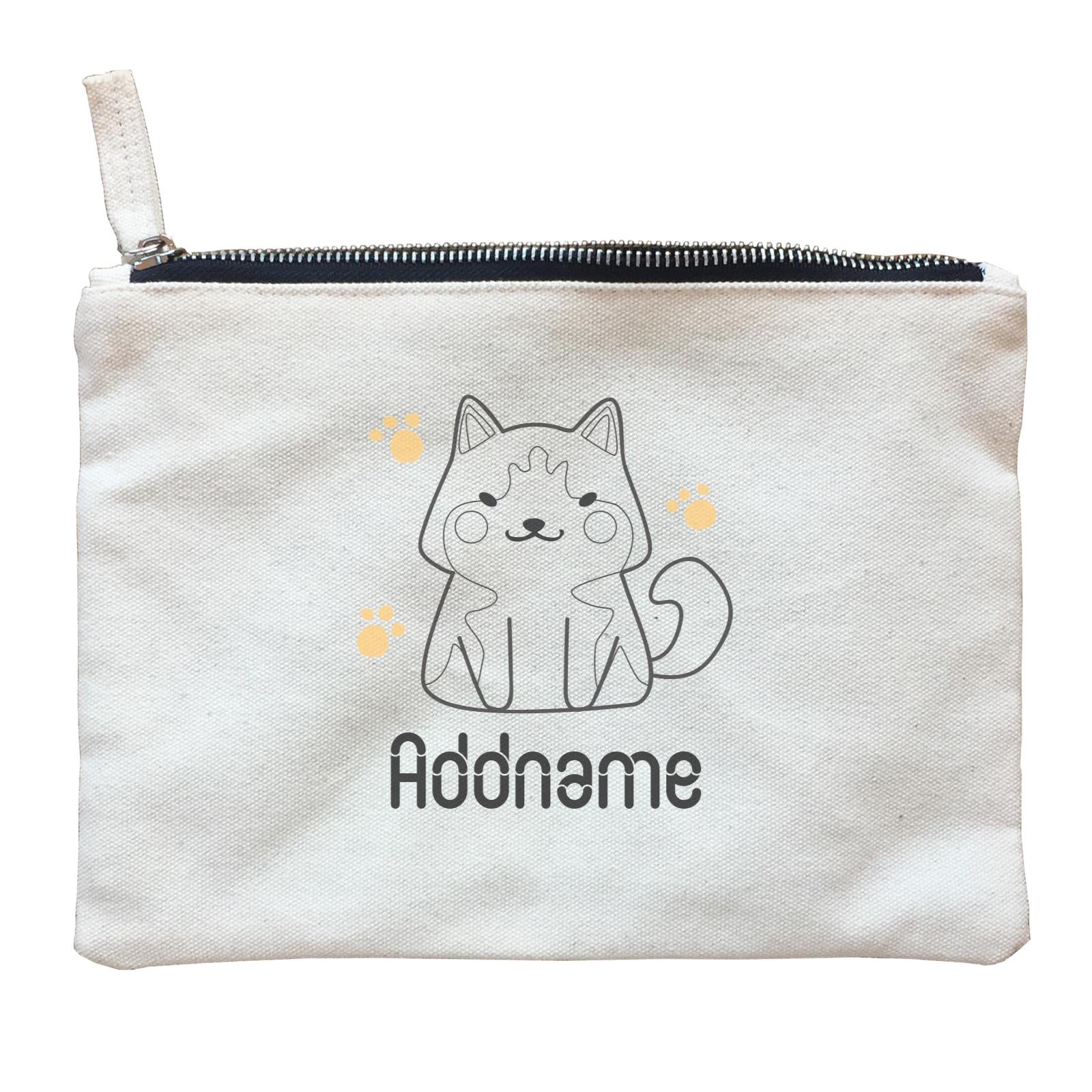 Coloring Outline Cute Hand Drawn Animals Dogs Husky Addnam Zipper Pouch