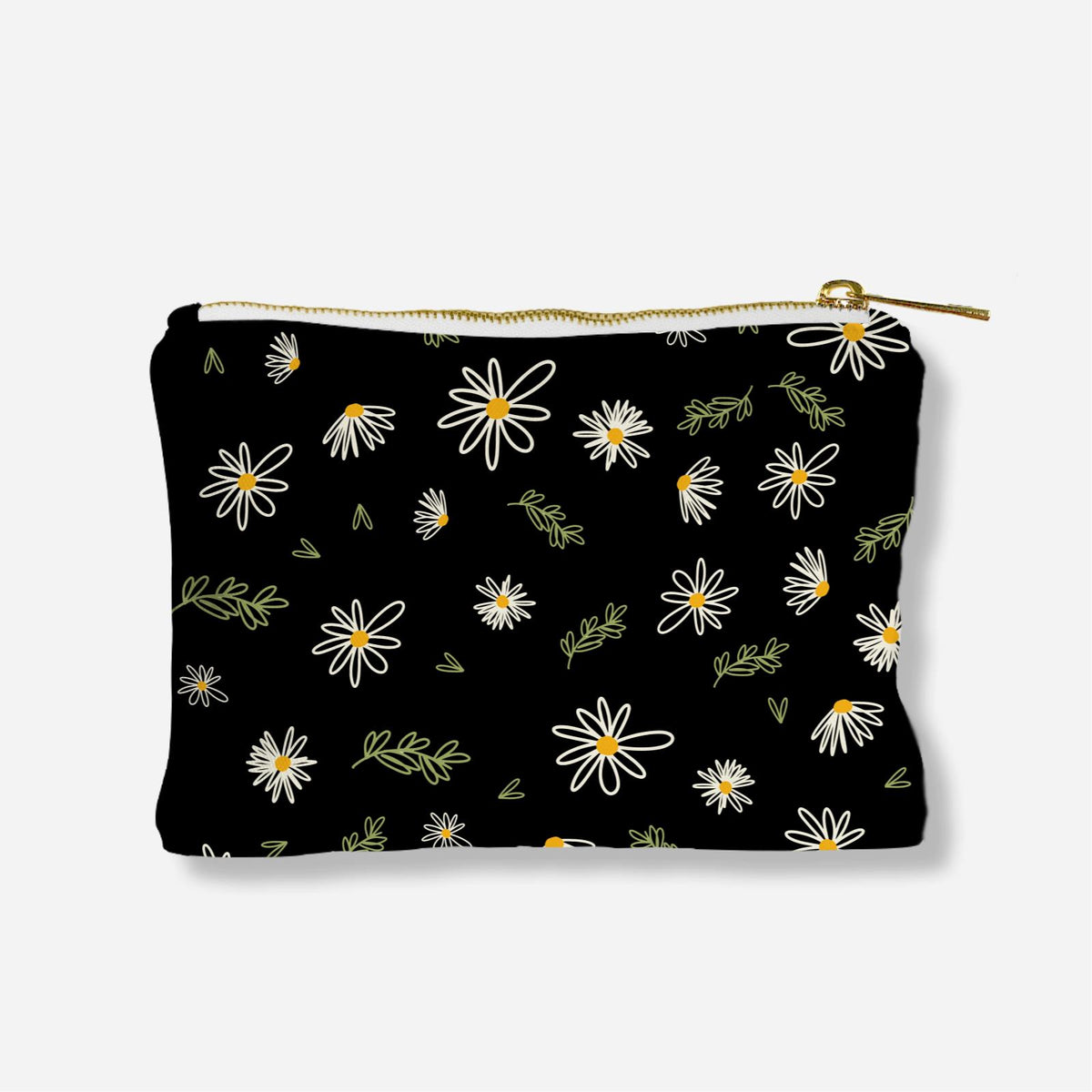 Be Confident Series Zipper Pouch - Daises with Quote - Be Yourself, Everyone Else Is Already Taken