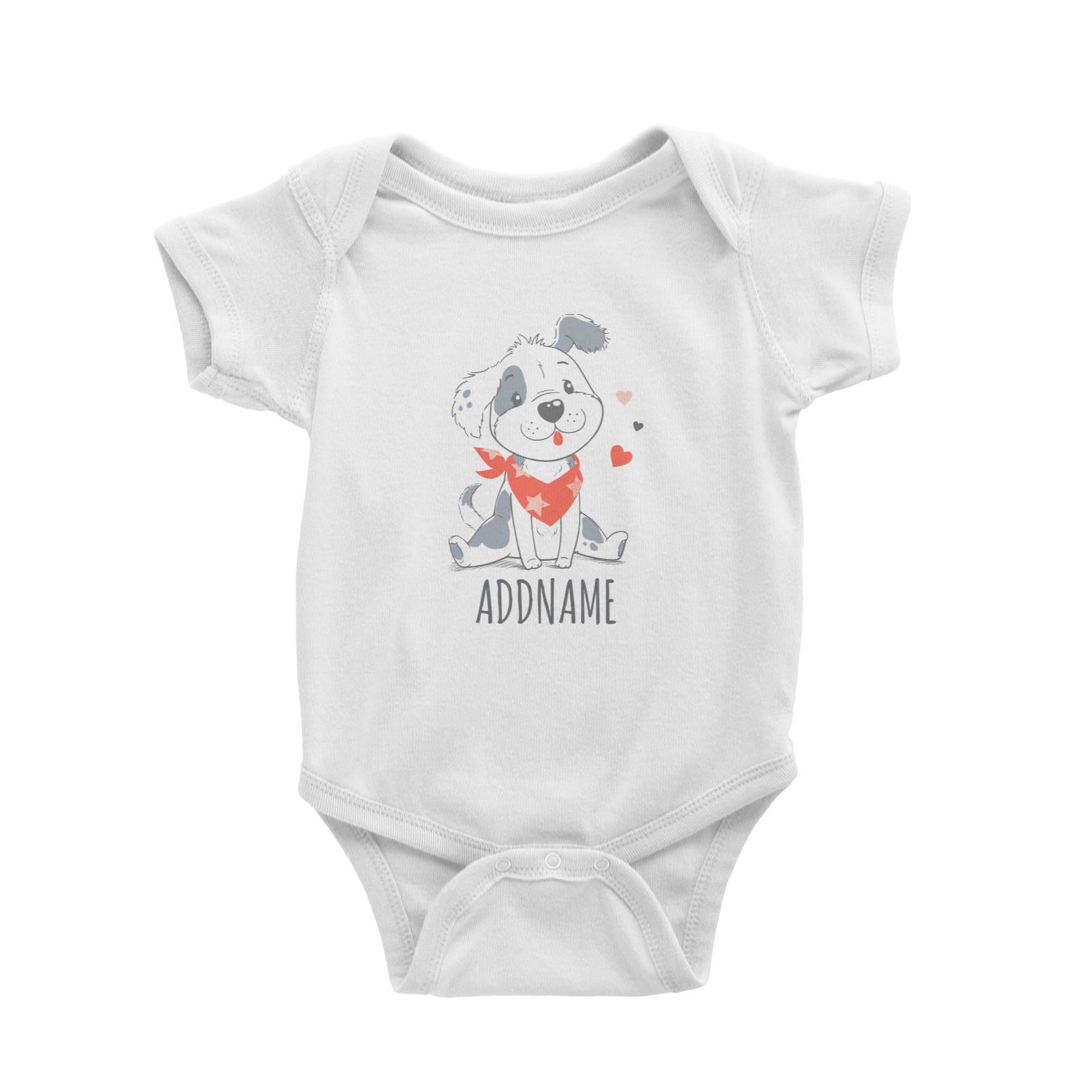 Dog with Scarf White Baby Romper Personalizable Designs Cute Sweet Animal HG