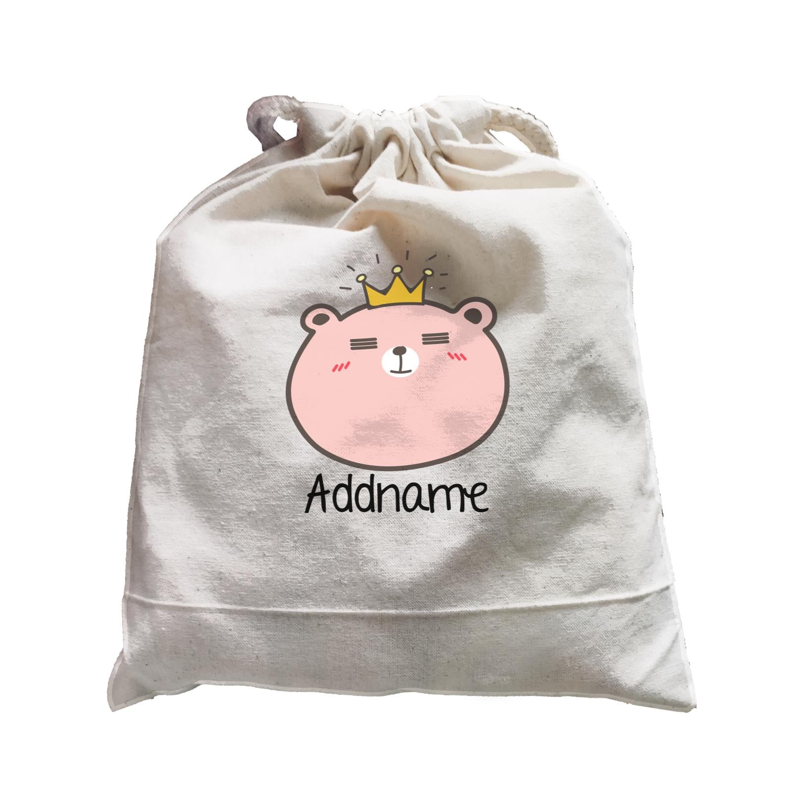 Cute Animals And Friends Series Cute Pink Bear With Crown Addname Satchel