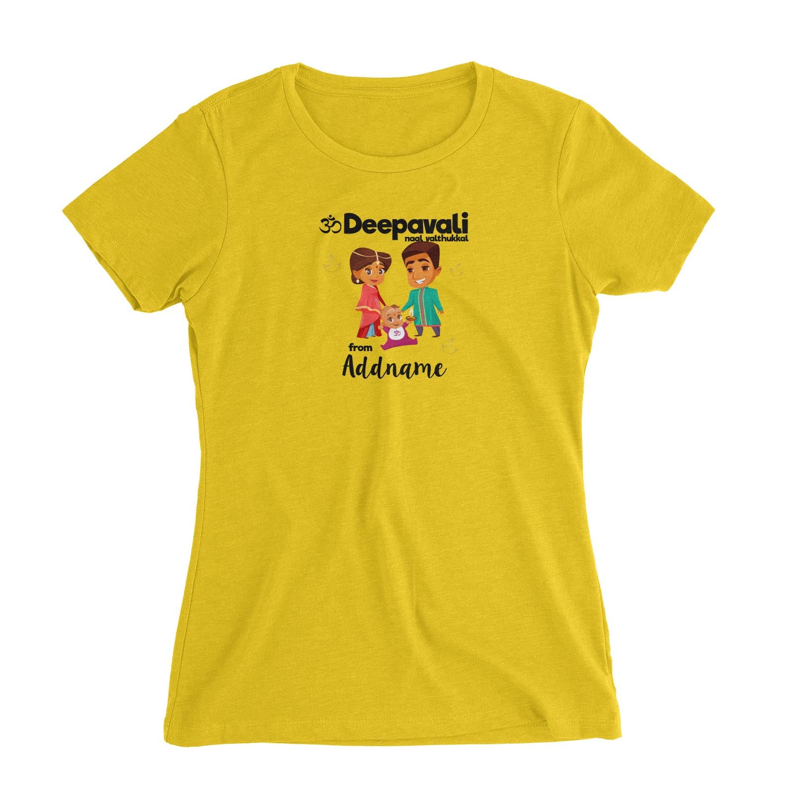Cute Family Of Three OM Deepavali From Addname Women's Slim Fit T-Shirt