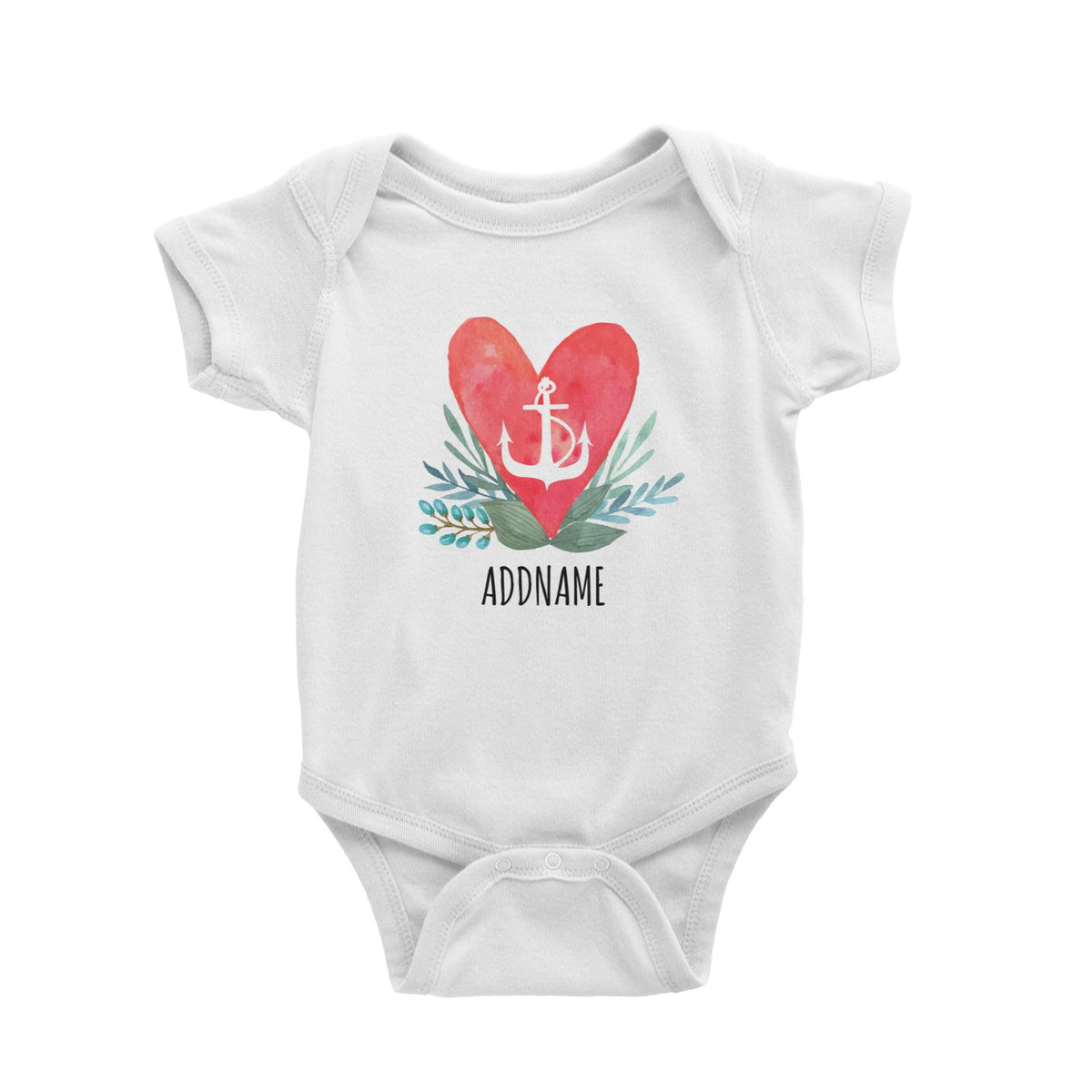 Watercolour Anchor Love Decoration White White Baby Romper