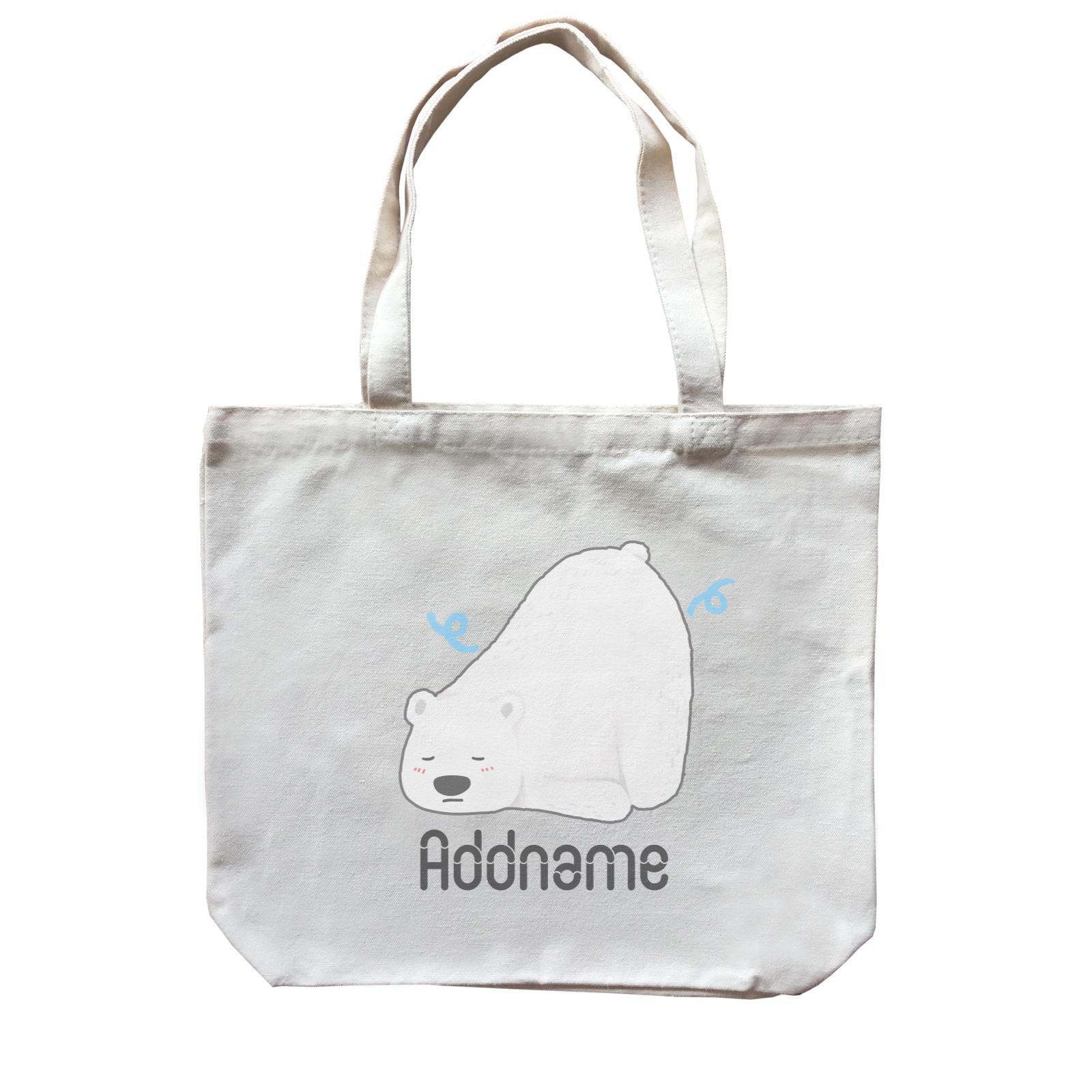 Cute Hand Drawn Style Polar Bear Addname Canvas Bag