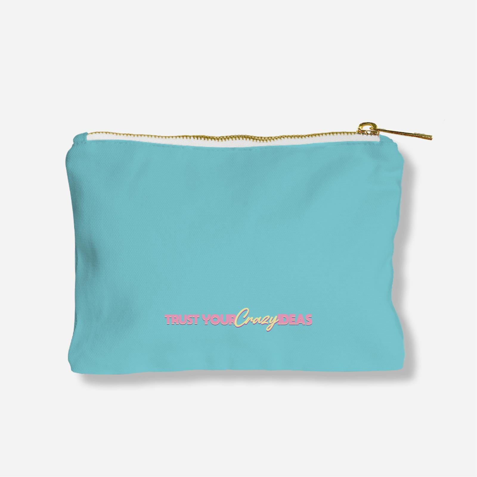 Be Confident Series Zipper Pouch - Trust Your Crazy Idea - Cyan