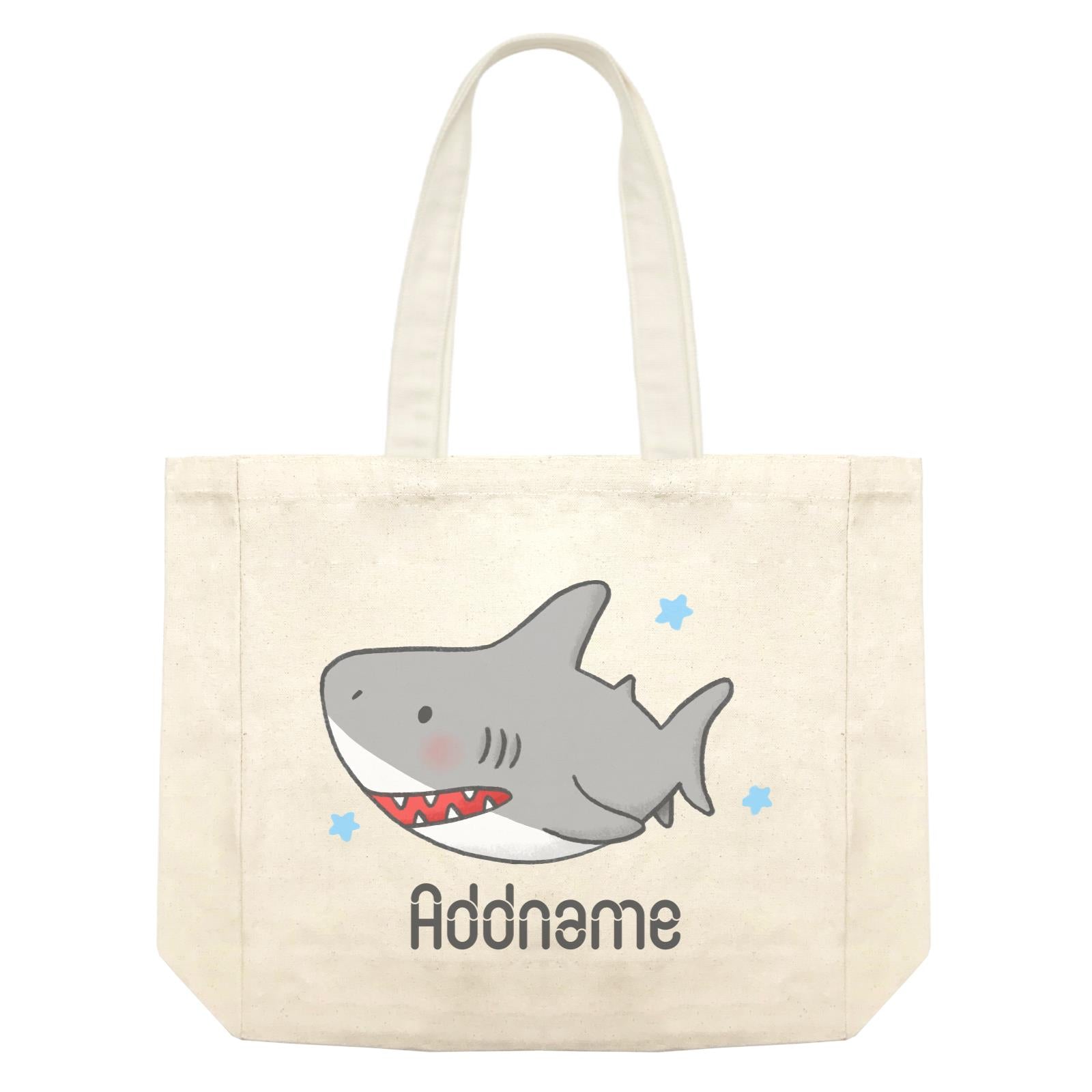 Cute Hand Drawn Style Shark Addname Shopping Bag