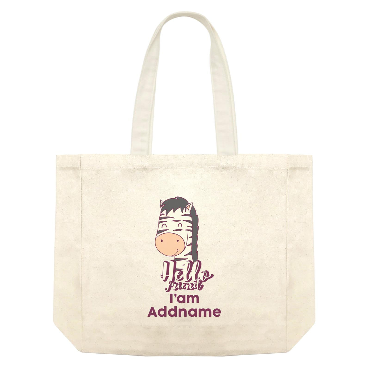 Cool Cute Animals Zebra HI Friend I'am Addname Shopping Bag