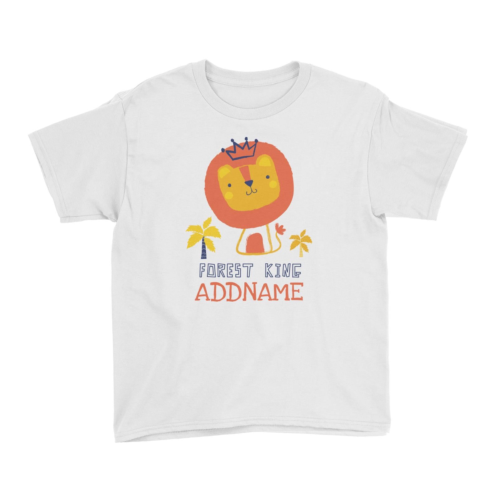 Forest King Lion Addname White Kid's T-Shirt