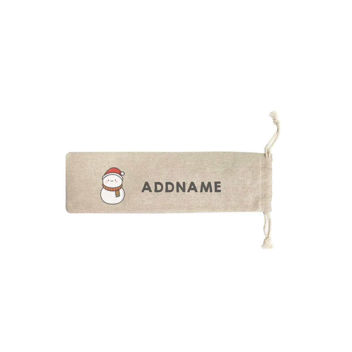 Xmas Cute Snowman Facing Foward Addname SB Straw Pouch (No Straws included)