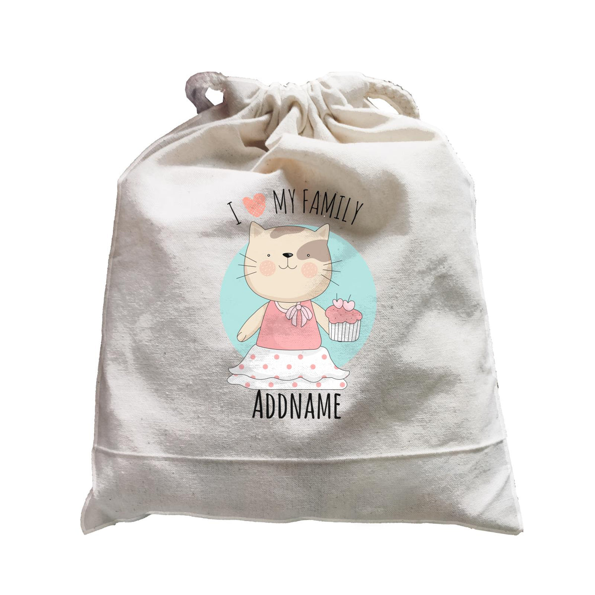 Sweet Animals Sketches Cat I Love My Family Addname Satchel