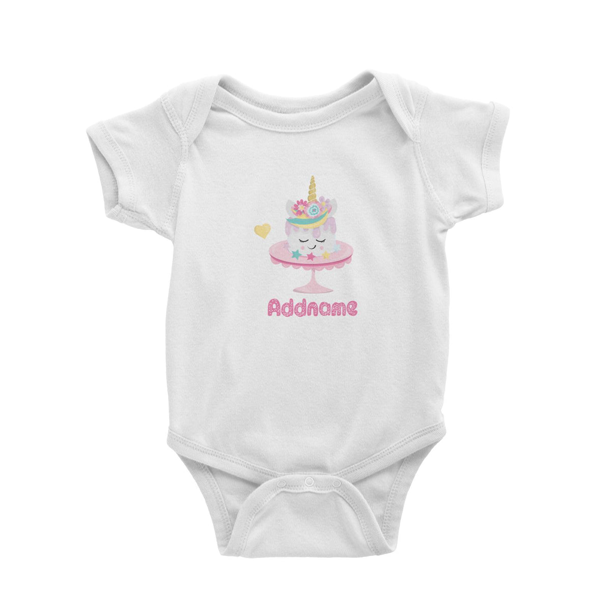 Magical Sweets Birthday Unicorn Cake Addname White Baby Romper
