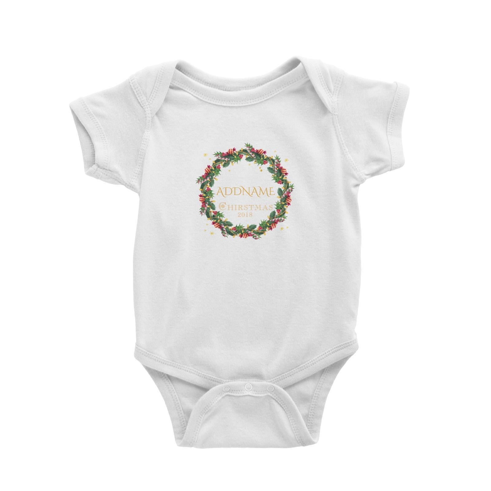 Christmas Watercolour Wreath With Candy 2018 Addname Baby Romper