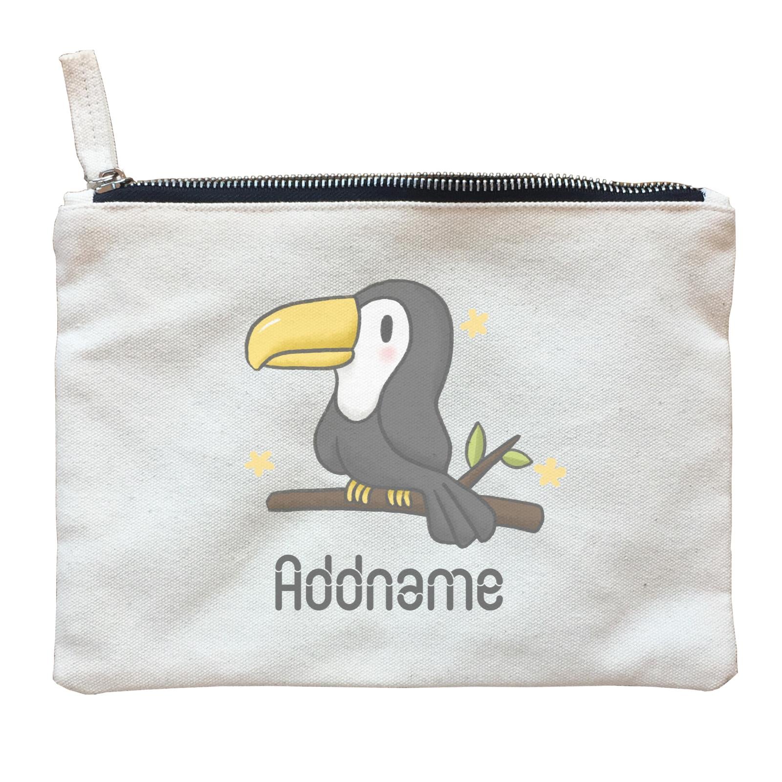 Cute Hand Drawn Style Toucan Addname Zipper Pouch