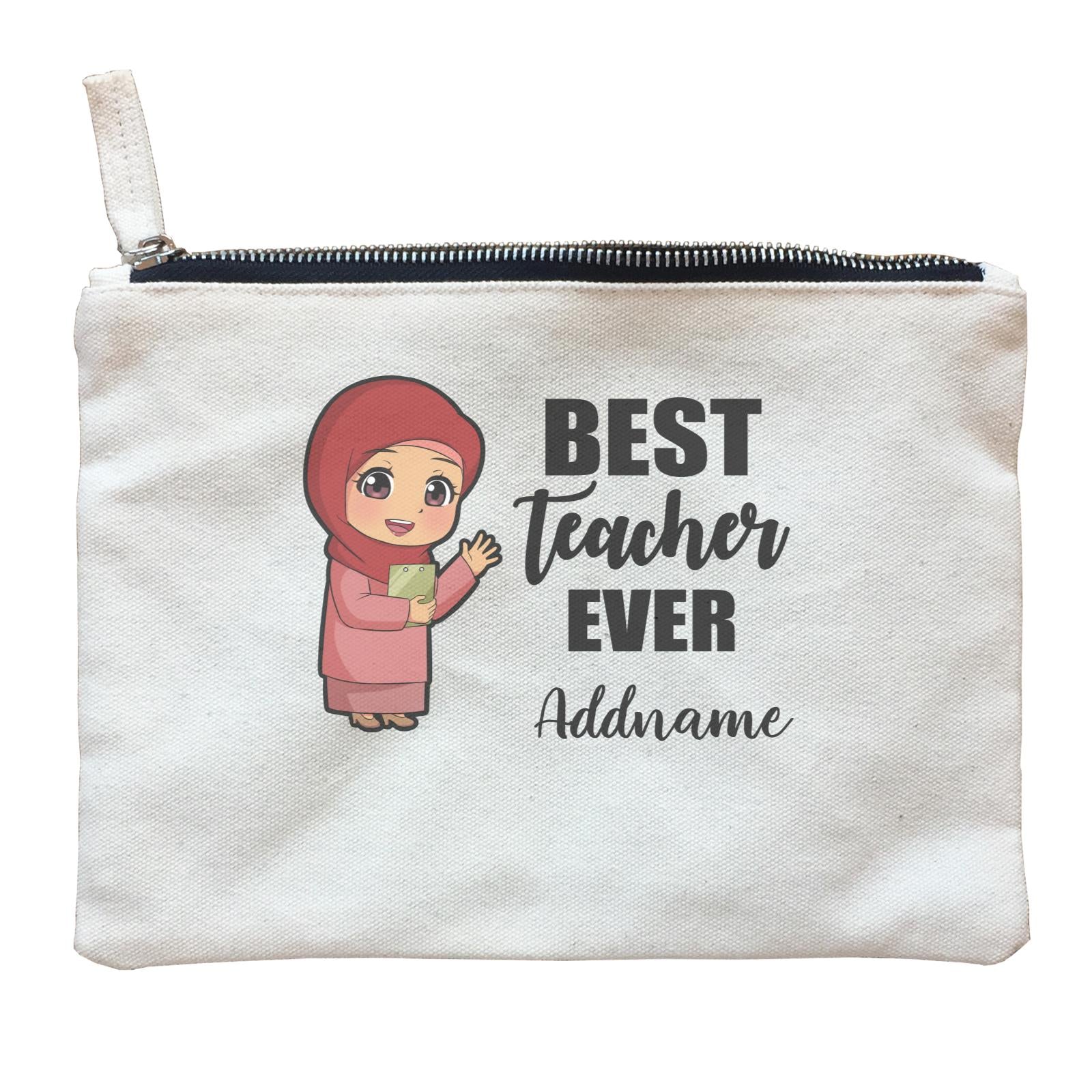 Chibi Teachers Malay Woman Best Teacher Ever Addname Zipper Pouch