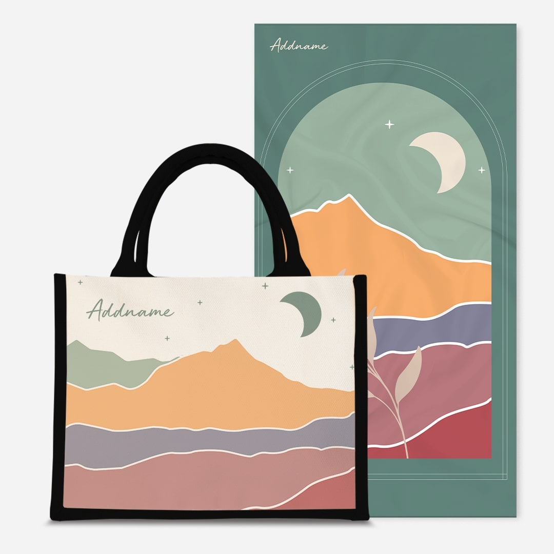 Kaira Series Prayer Mat with Half Lining Small Jute Bag-Akhdar