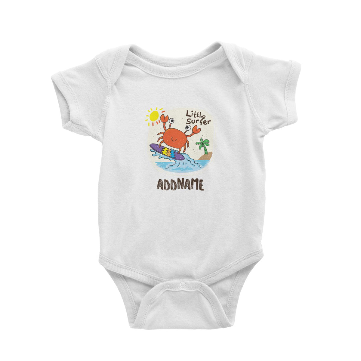 Cool Cute Sea Animals Little Surfer Addname Baby Romper