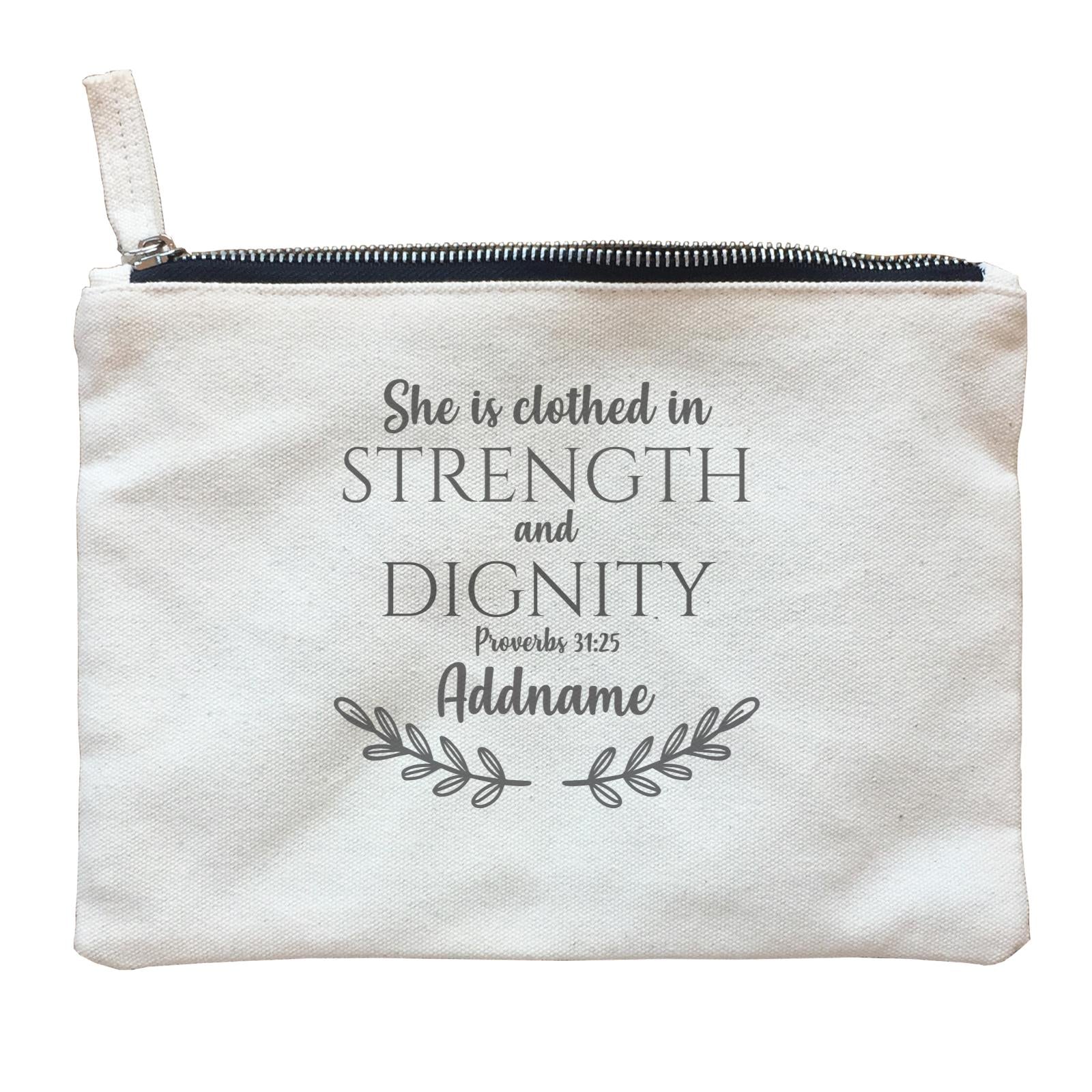 Christian For Her She Is Clothed in Strength and Dignity Proverbs 31.25 Addname Zipper Pouch