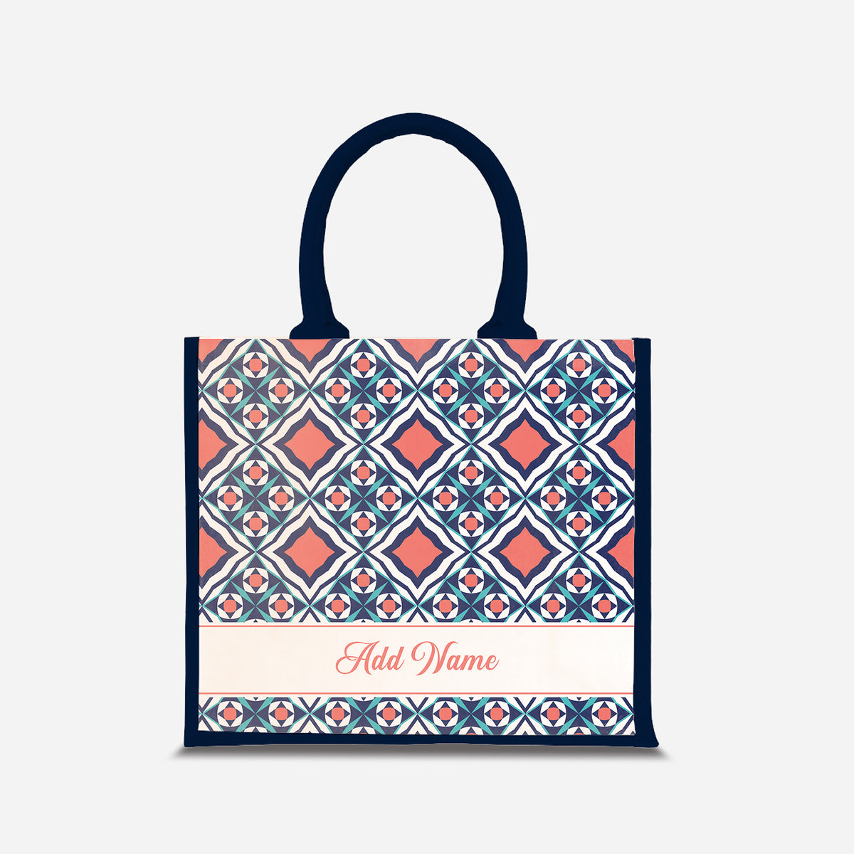 Moroccan Series Half Lining Jute Bag - Chihab Navy