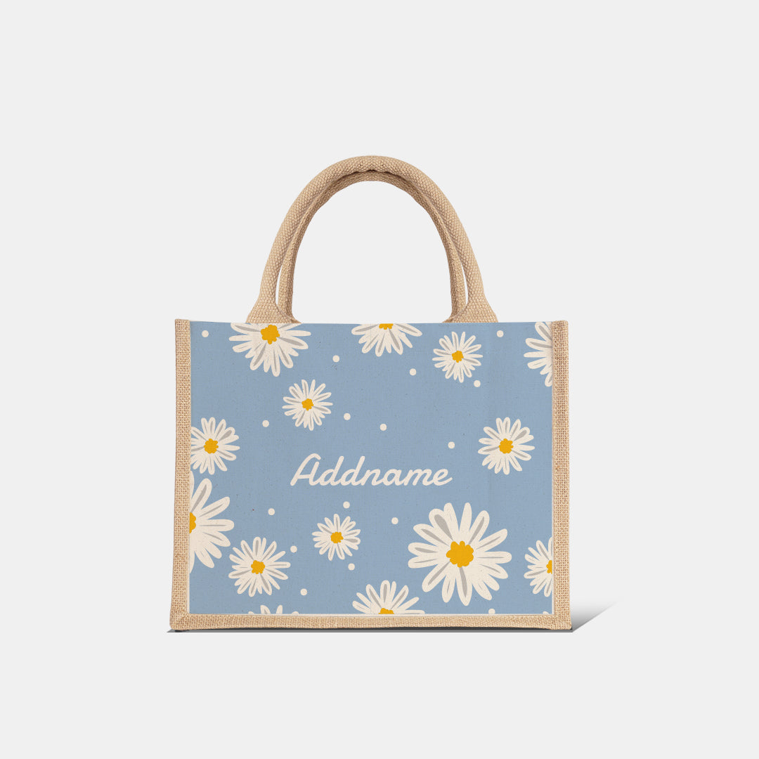 Daisy Series Half Lining Small Jute Bag - Frost Natural