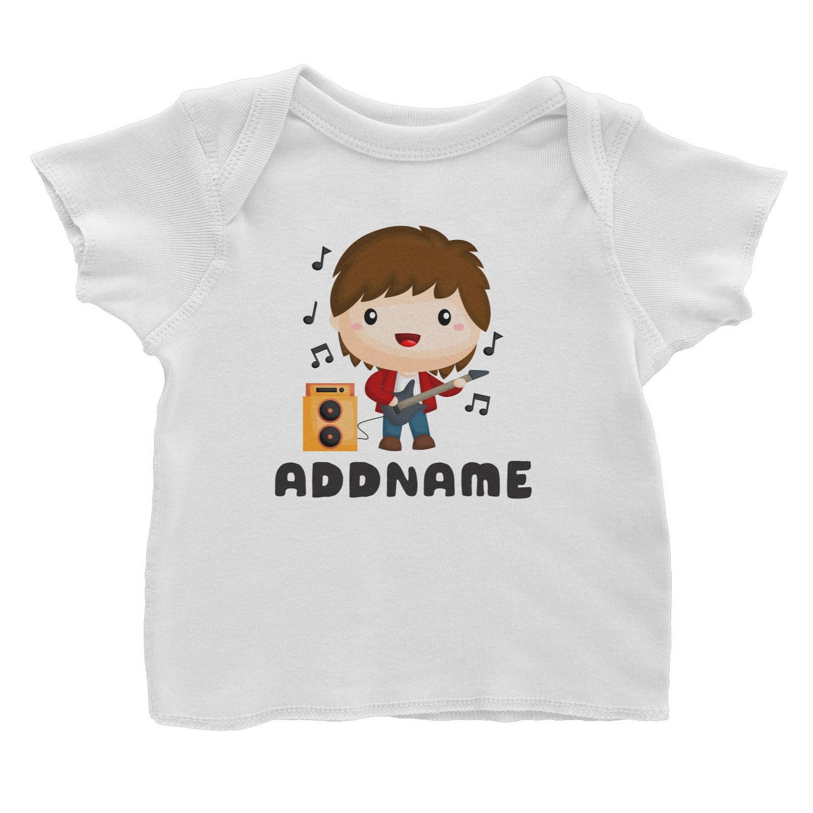 Birthday Music Band Boy Playing Bass Addname Baby T-Shirt