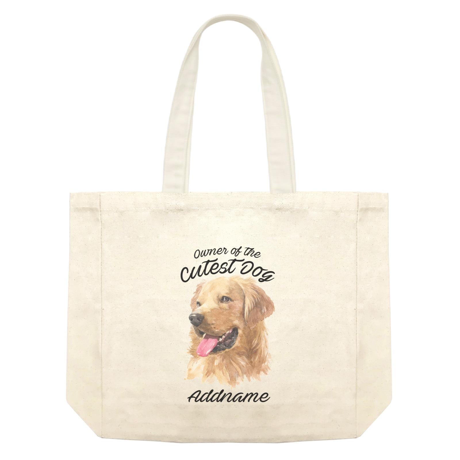 Watercolor Dog Owner Of The Cutest Dog Golden Retriever Left Addname Shopping Bag