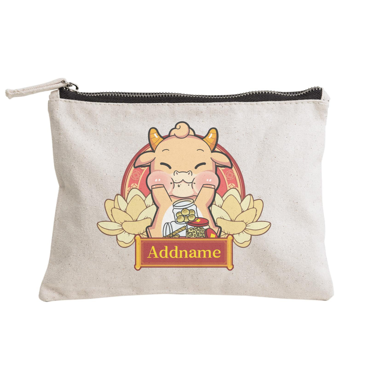 [CNY 2021] Gold Lotus Series Golden Cow with New Year Treats Zipper Pouch