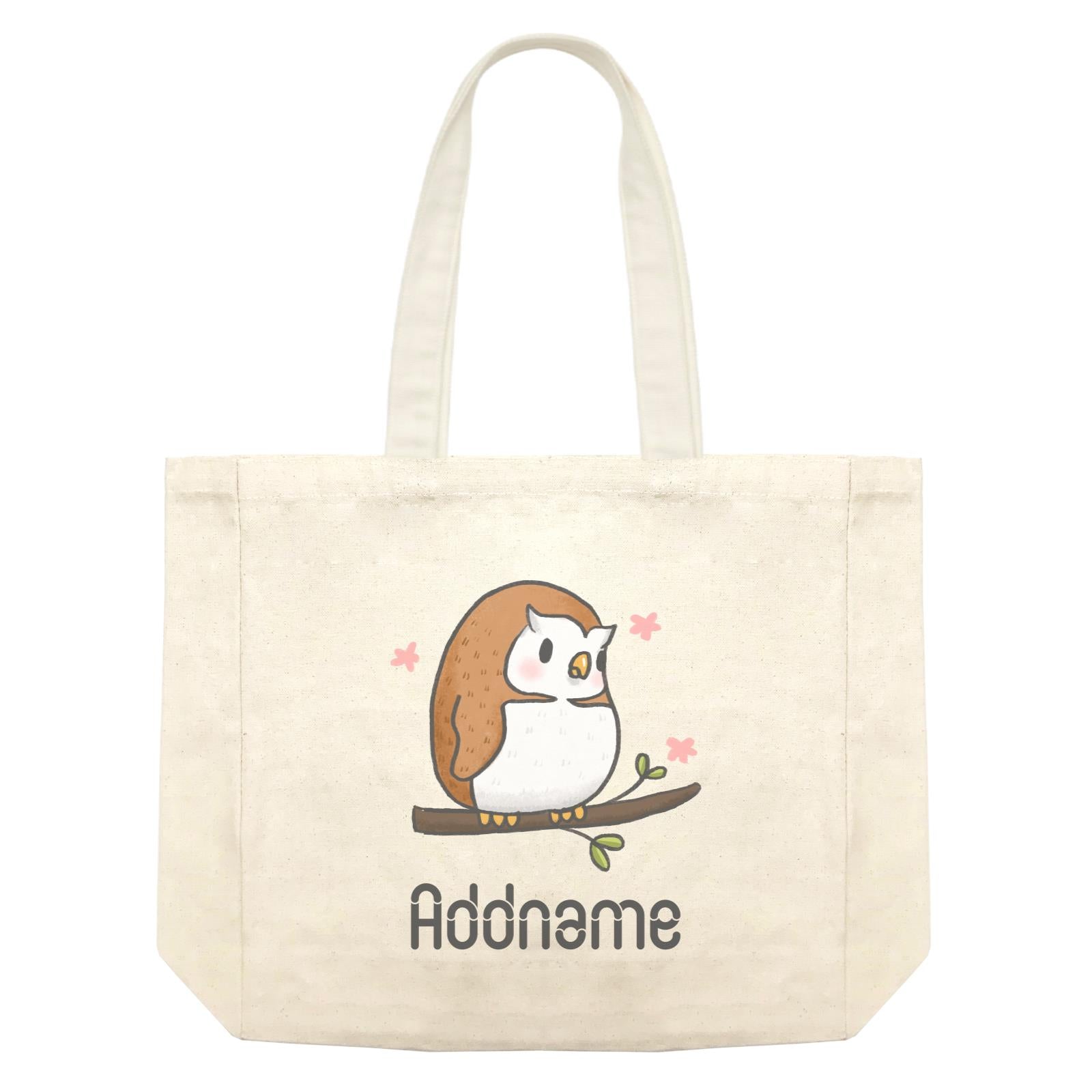 Cute Hand Drawn Style Owl Addname Shopping Bag