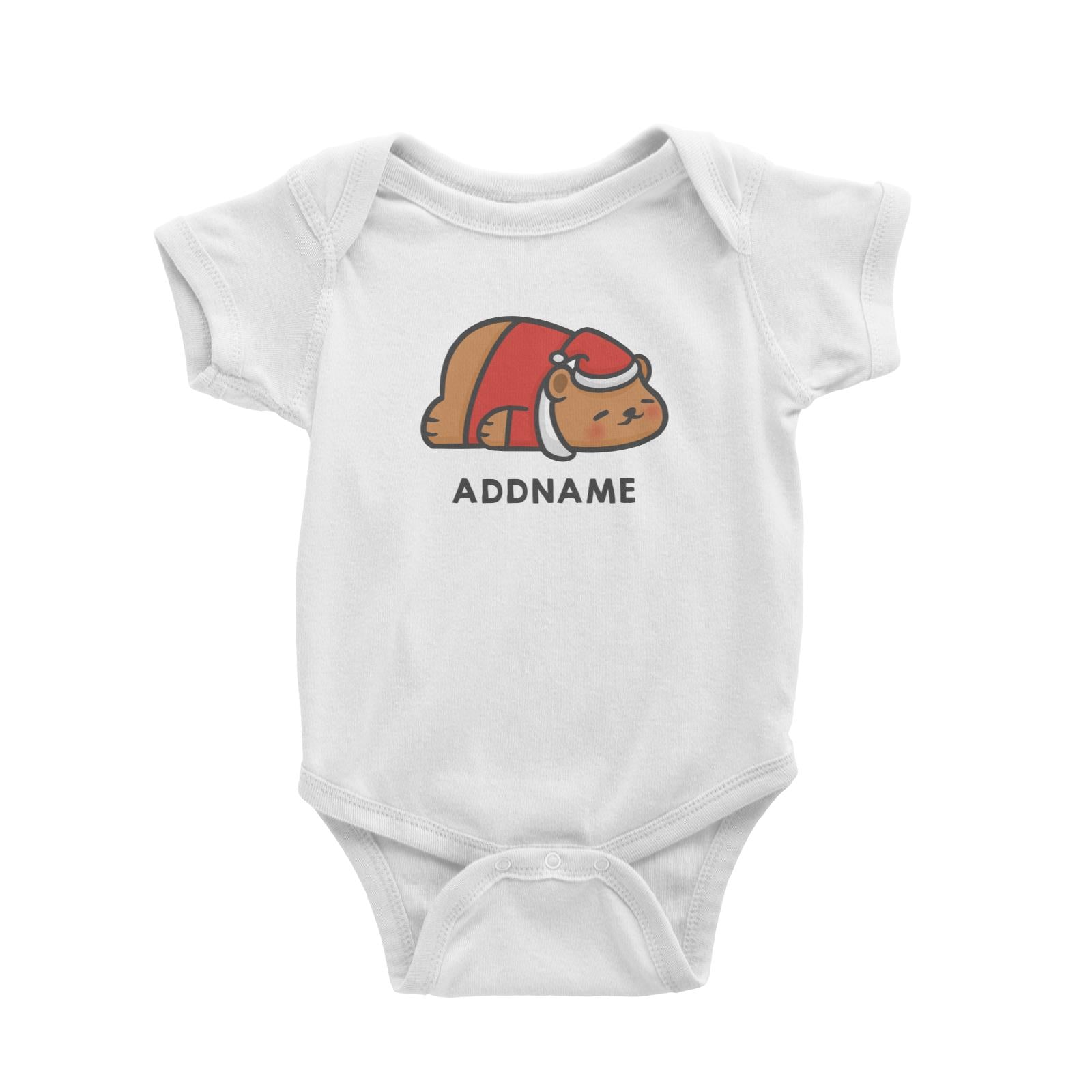 Xmas Cute Sleeping Bear Addname Baby Romper