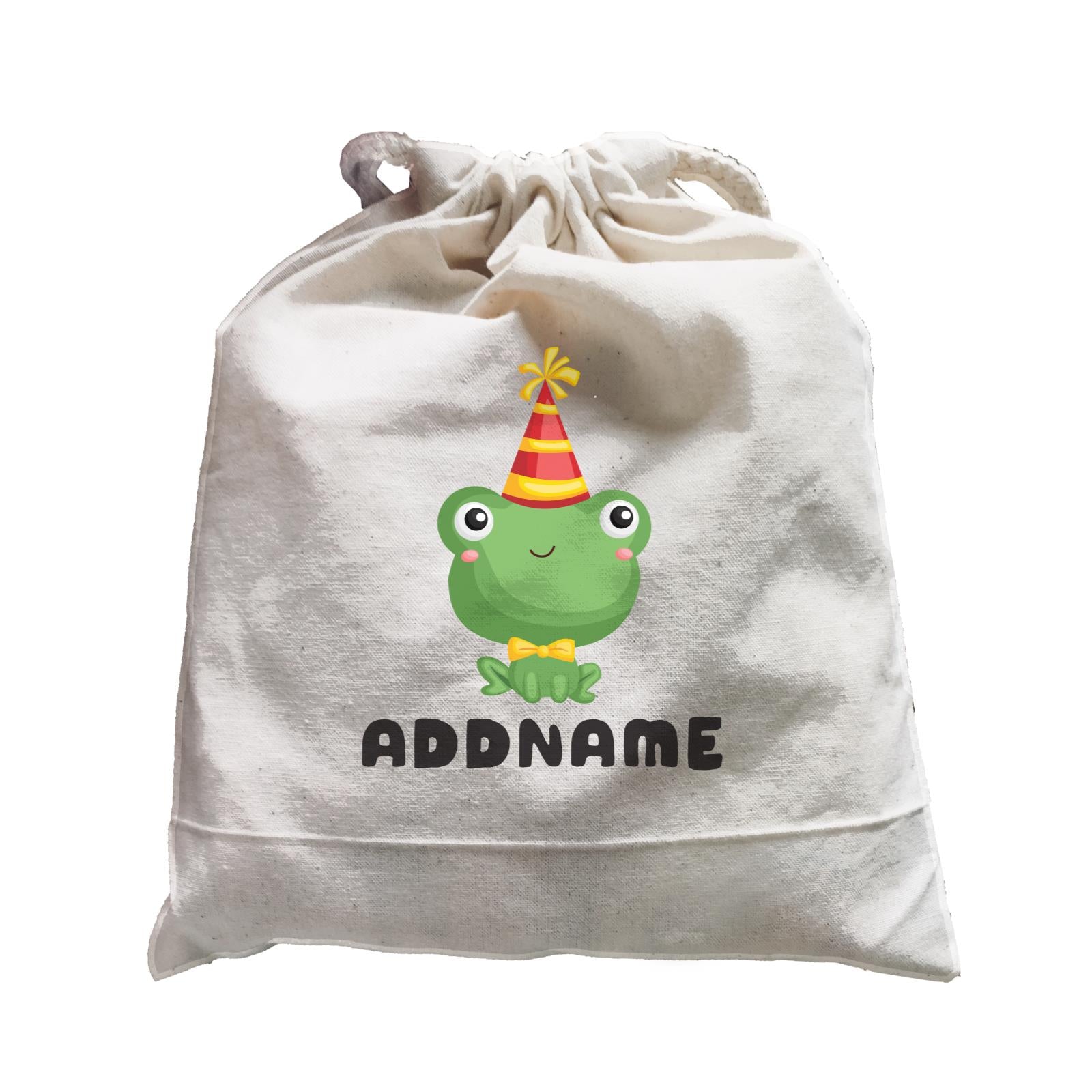 Birthday Frog Frog Wearing Party Hat Addname Satchel