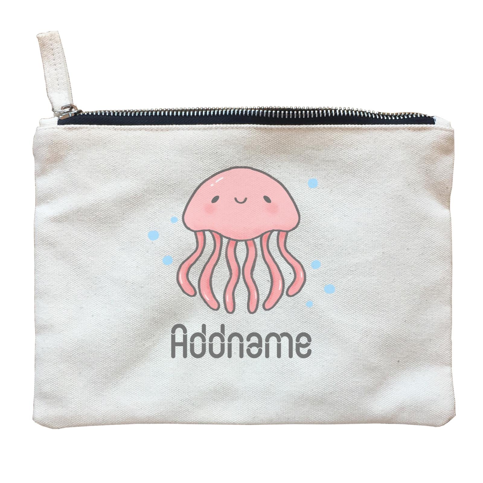 Cute Hand Drawn Style Jellyfish Addname Zipper Pouch