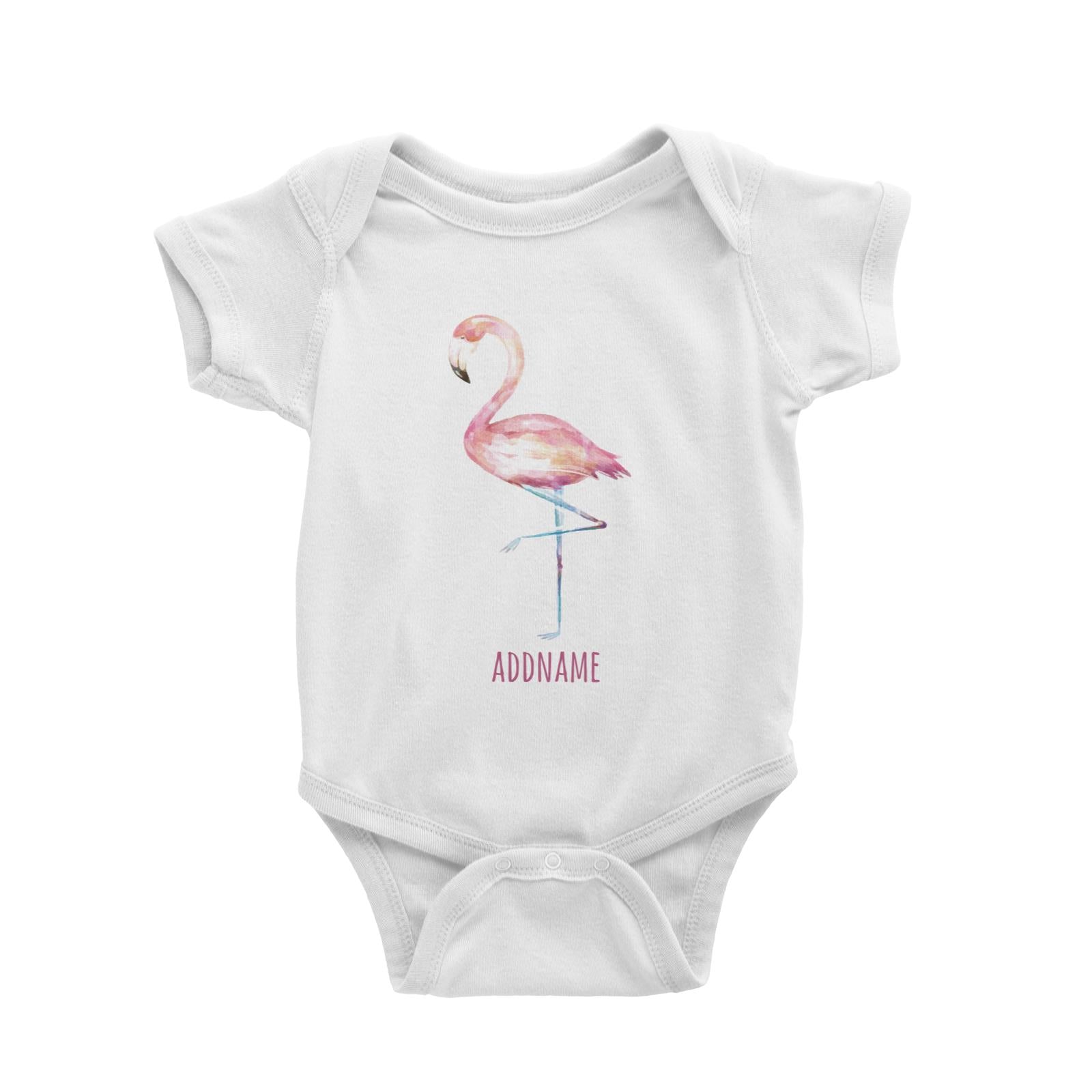 Pink Flamingo White Baby Romper