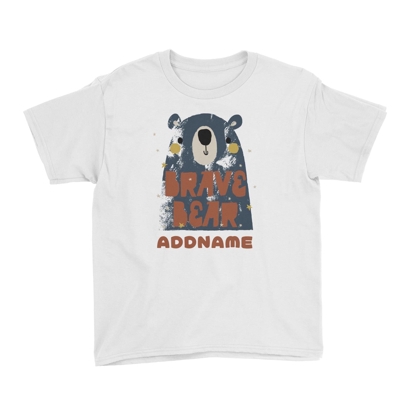 Brave Bear Addname White Kid's T-Shirt
